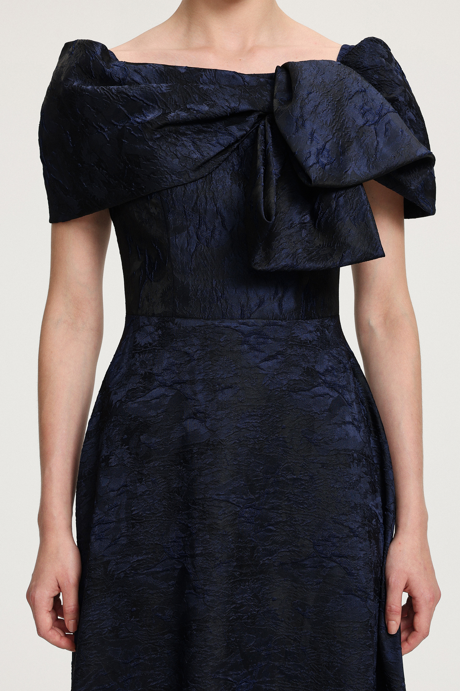 Bow-Detail Jacquard Maxi Dress