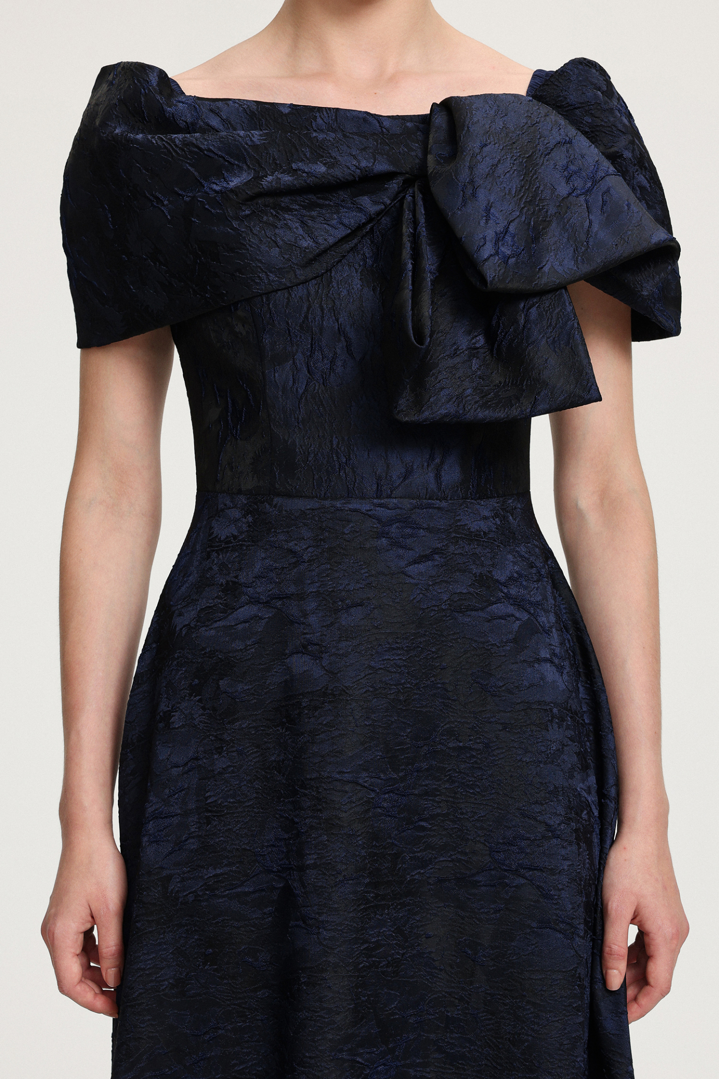 Bow-Detail Jacquard Maxi Dress