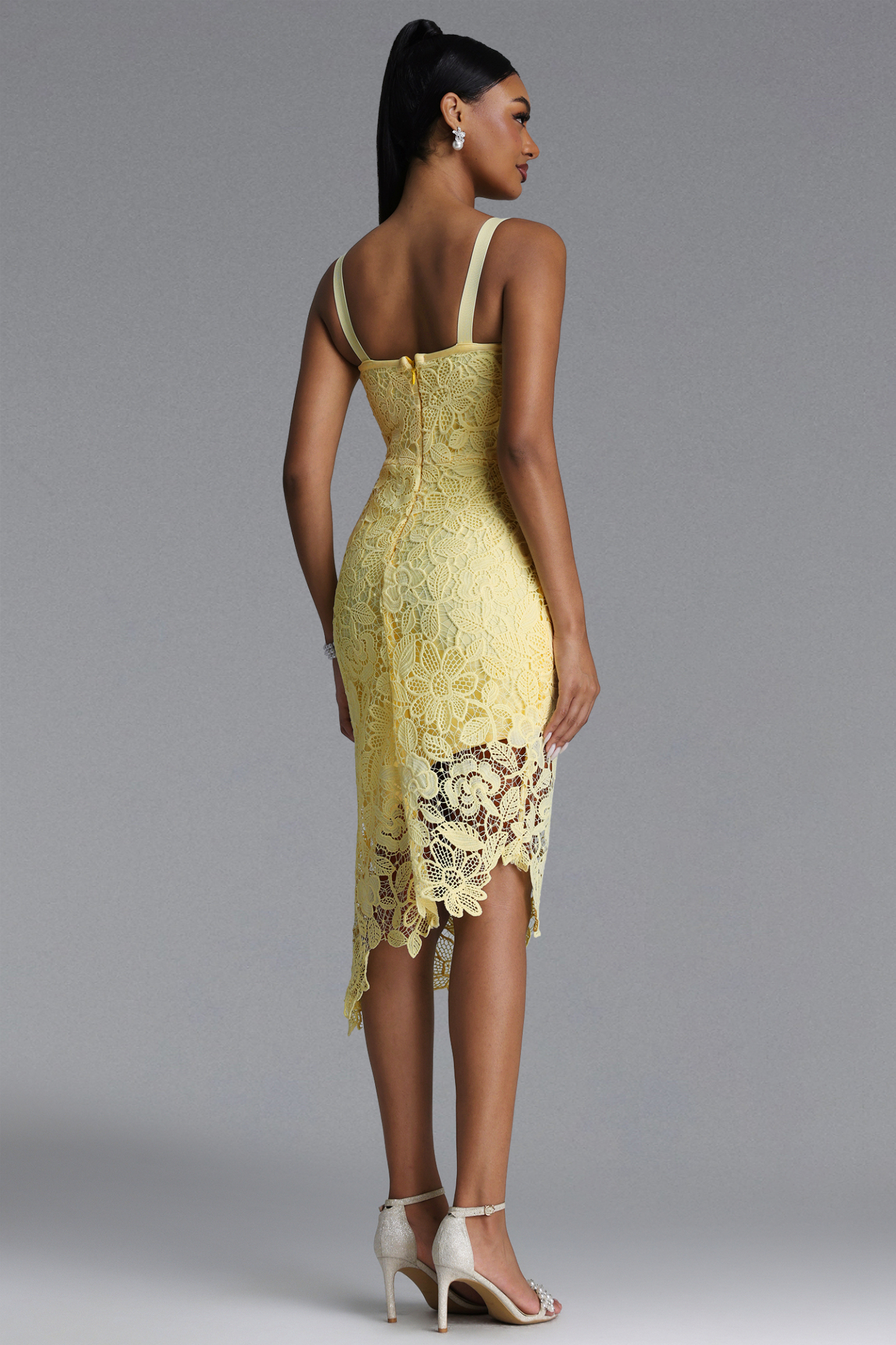 Hanava Chic Contour Lace Bandage Midi Dress