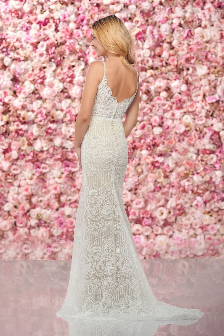 Boho Sheath Deep V-Neck Spaghetti Strap Lace Wedding Dress #219133