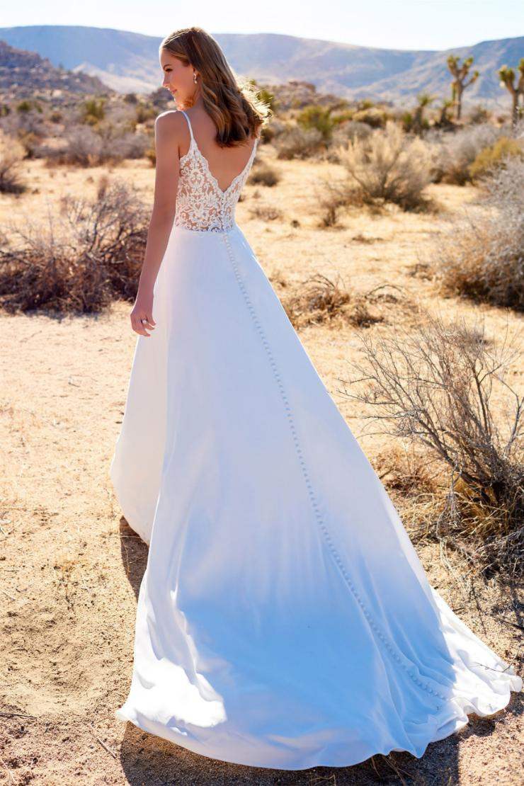 A-Line V-Neck Spaghetti Strap Crepe Wedding Dress #220113