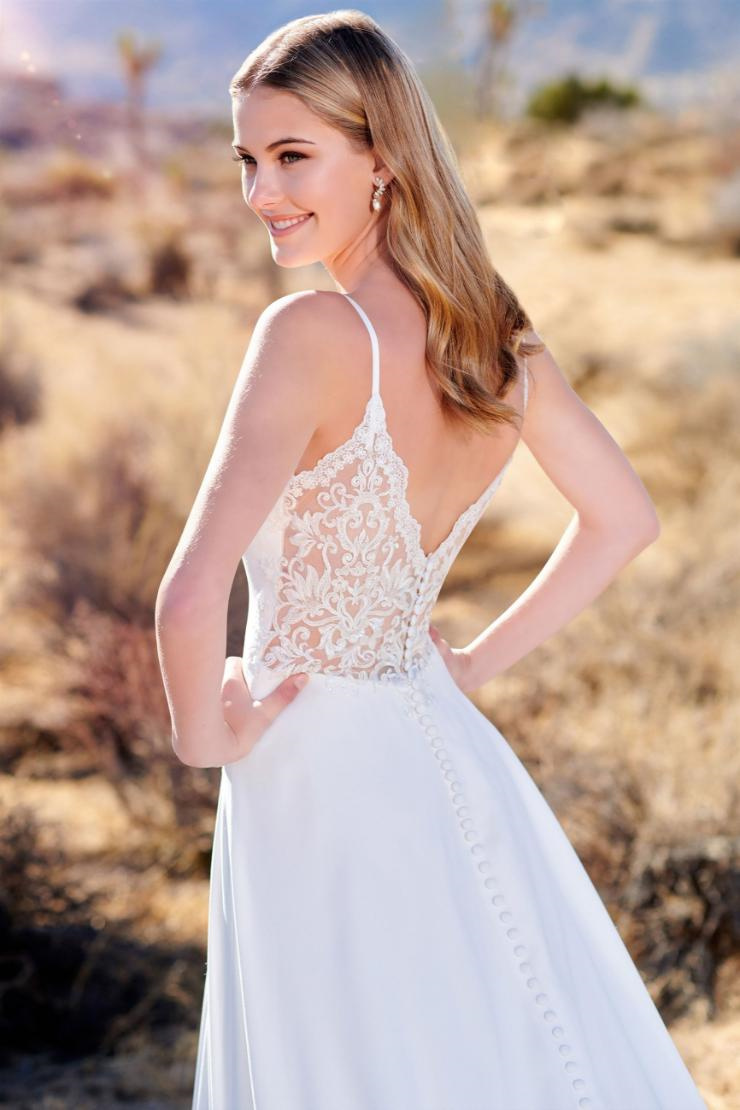 A-Line V-Neck Spaghetti Strap Crepe Wedding Dress #220113