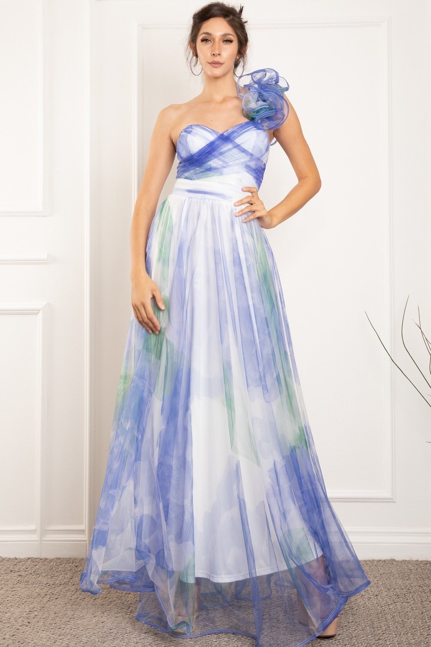 Printed Mesh Back Lace Up Corset Dress RVD5854-C7