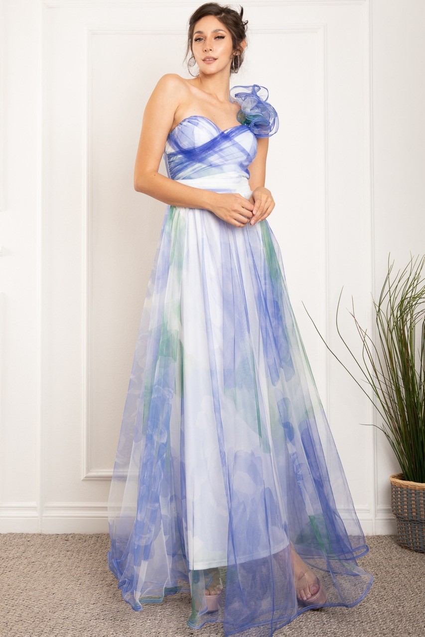 Printed Mesh Back Lace Up Corset Dress RVD5854-C7