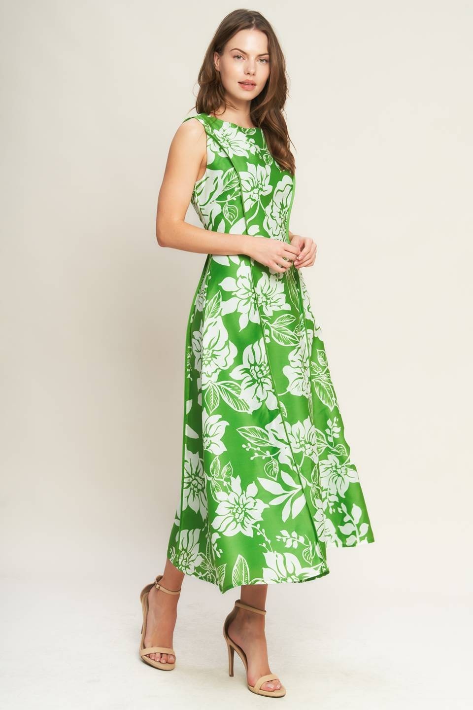 ID23263 Printed Woven Midi Dress
