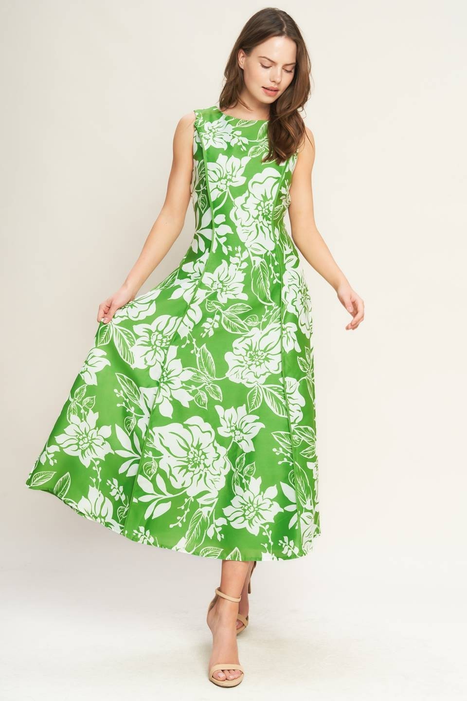 ID23263 Printed Woven Midi Dress