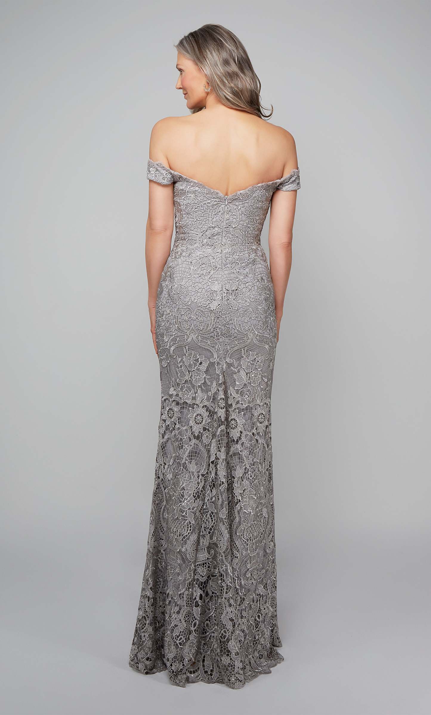 Off The Shoulder Lace Jewel Straight Mother Of The Bride Dress #27553