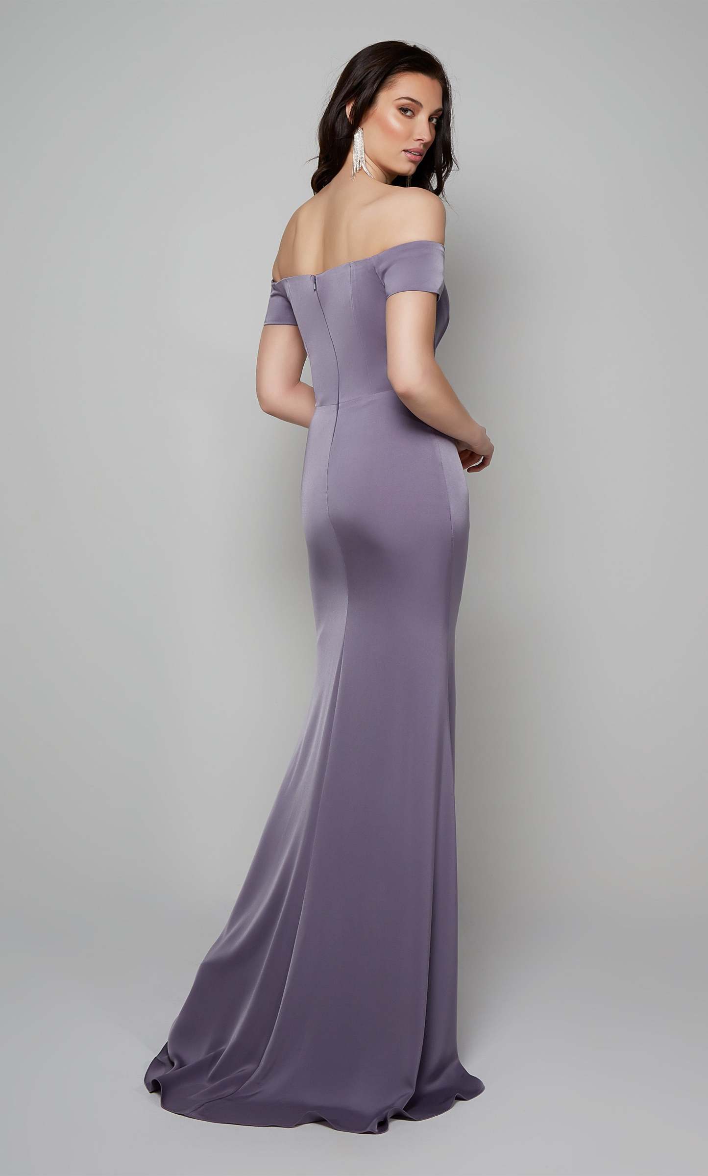 Fit Off The Shoulder Side Slit Mother Of The Bride Dress #27558