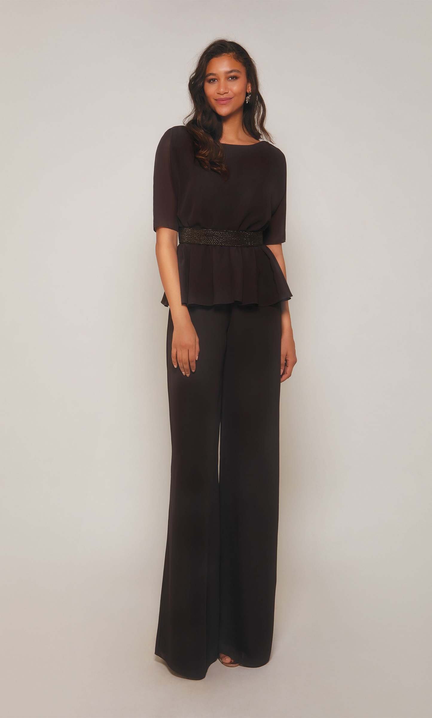 Scoop Neck Chiffon Closed Back Long Jumpsuit #27576