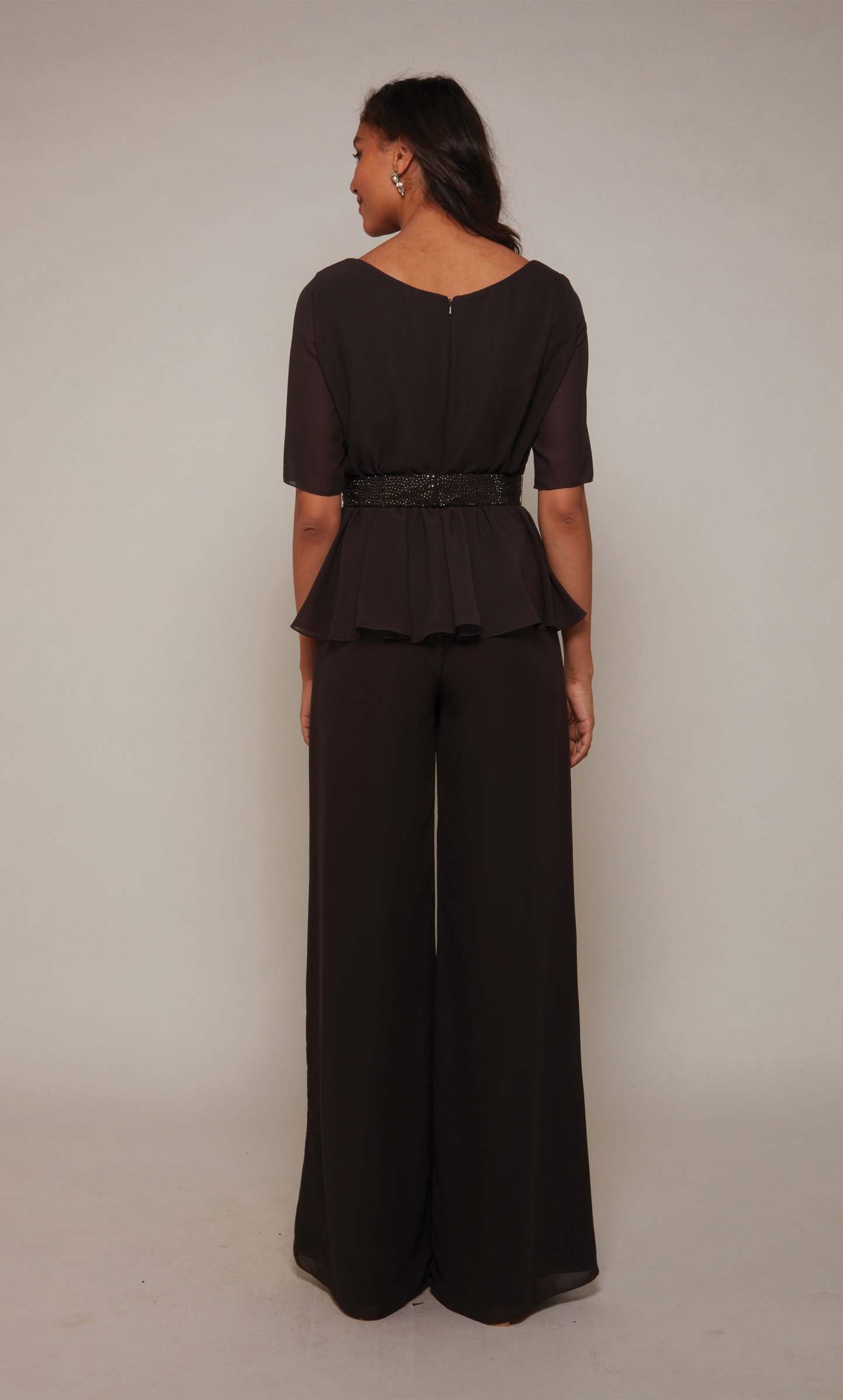 Scoop Neck Chiffon Closed Back Long Jumpsuit #27576