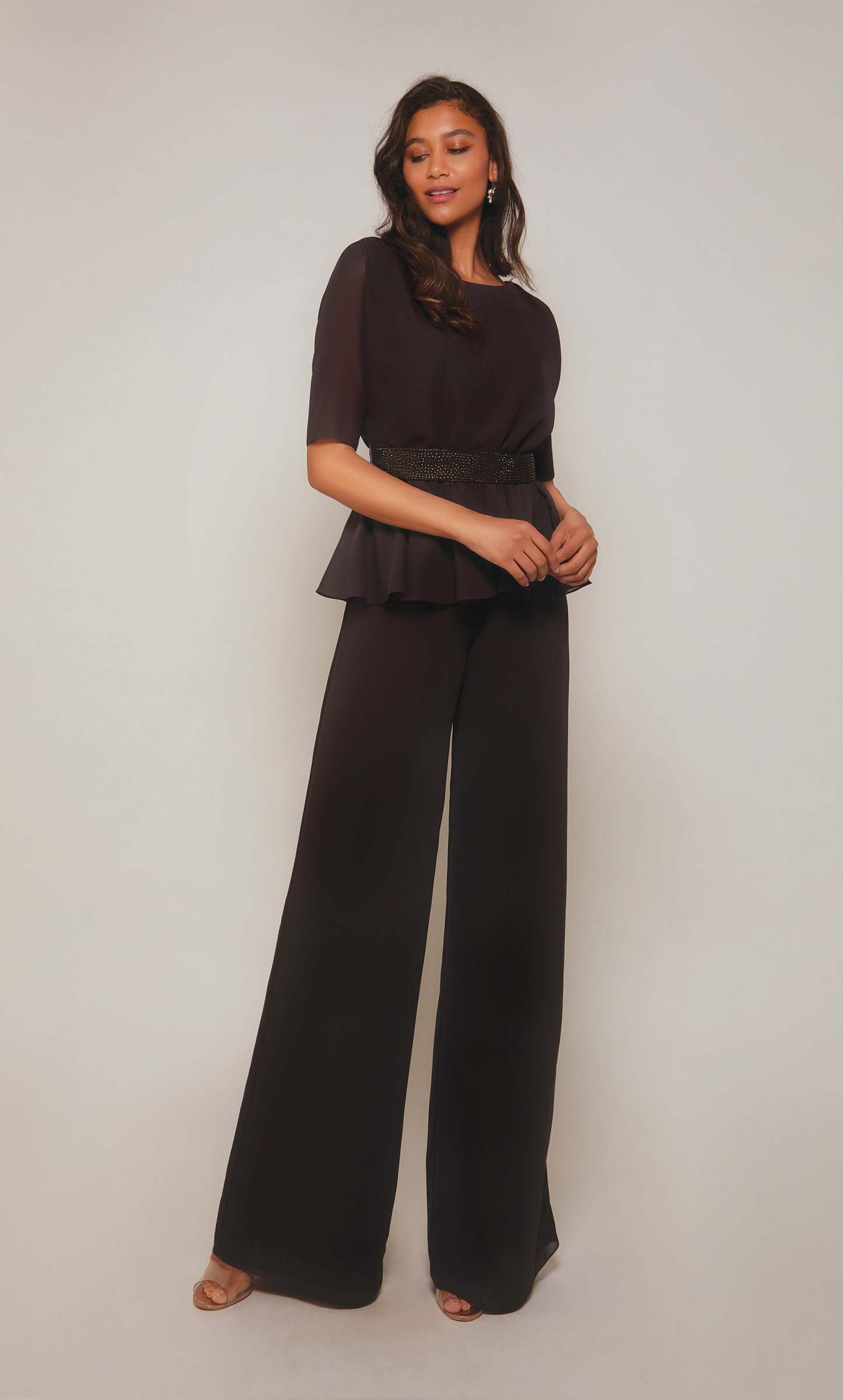 Scoop Neck Chiffon Closed Back Long Jumpsuit #27576