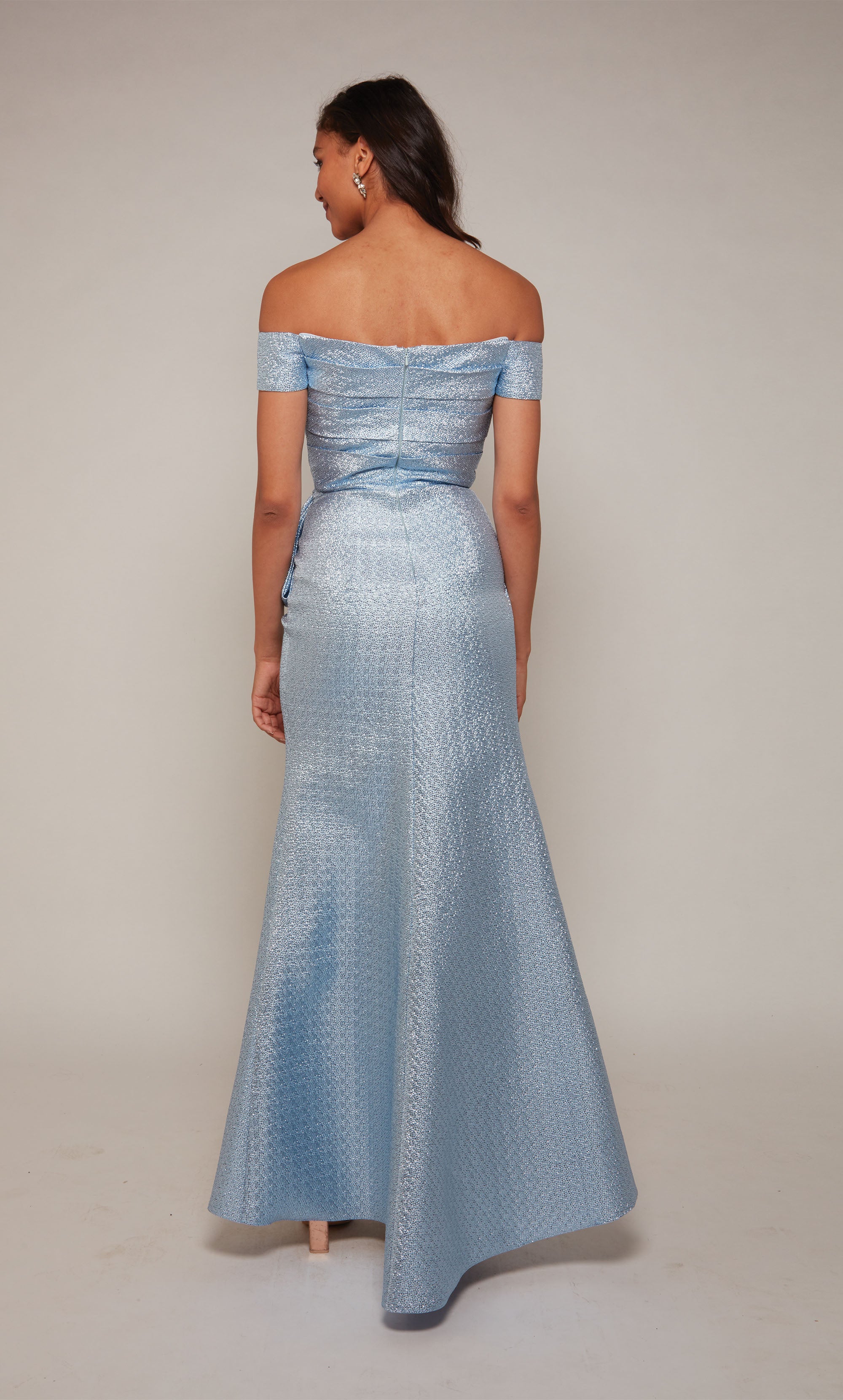 Fit N Flare Off The Shoulder Side Slit Mother Of The Bride Dress #27639