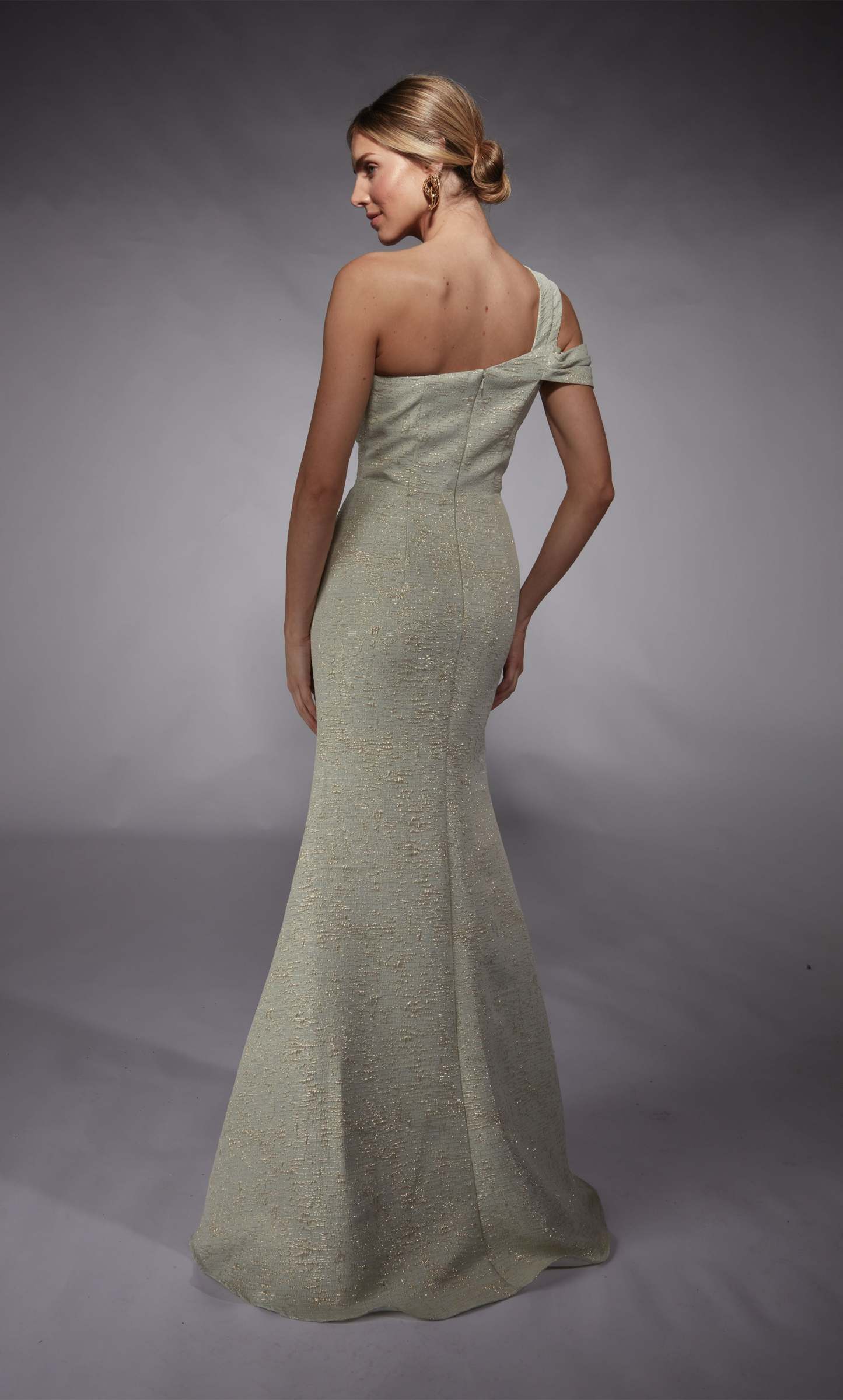 Fit N Flare One Shoulder Jacquard Mother Of The Bride Dress #27749
