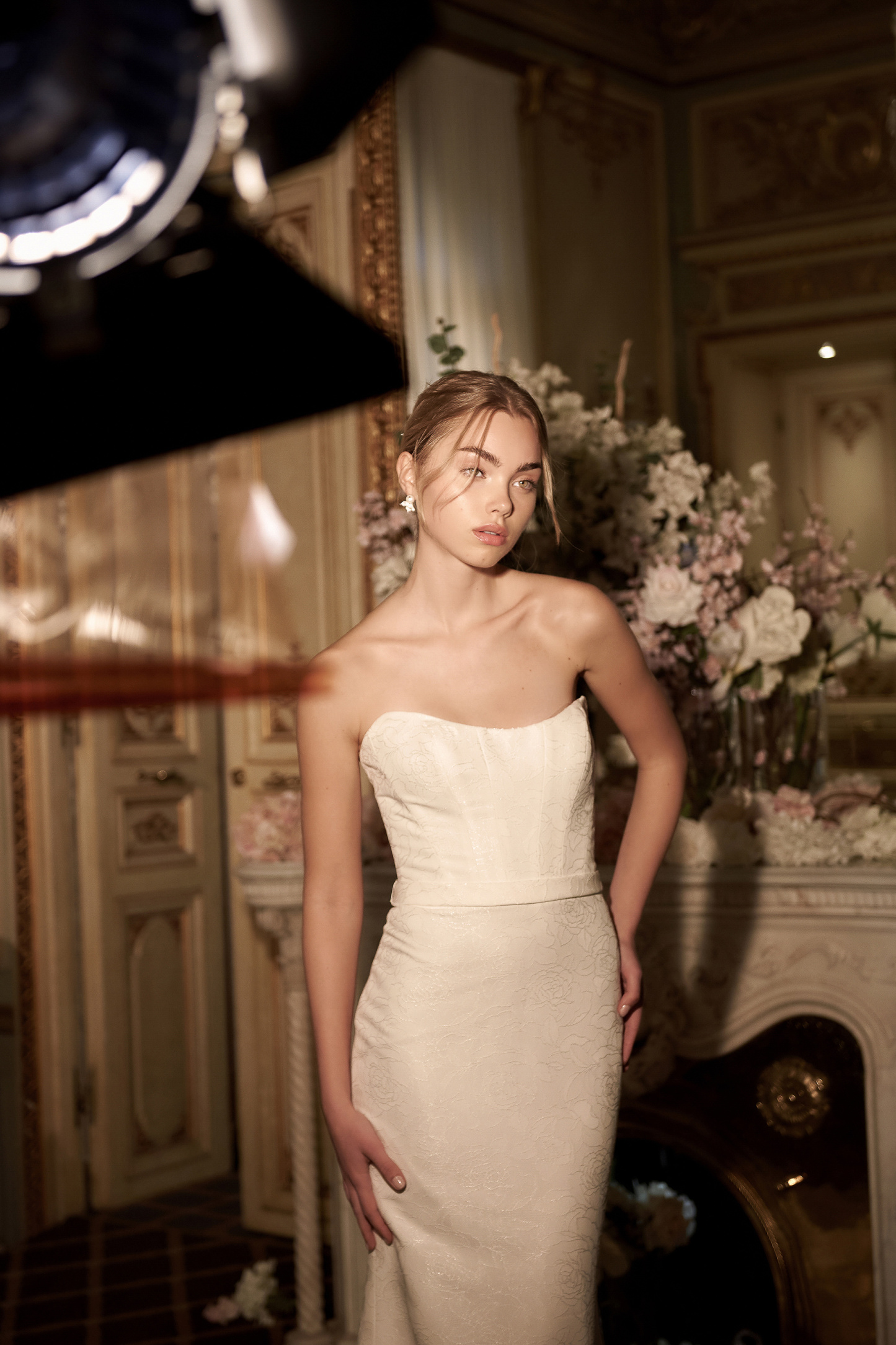 Jacquard Fit and Flare Bridal Gown Featuring Strapless Neckline #44384