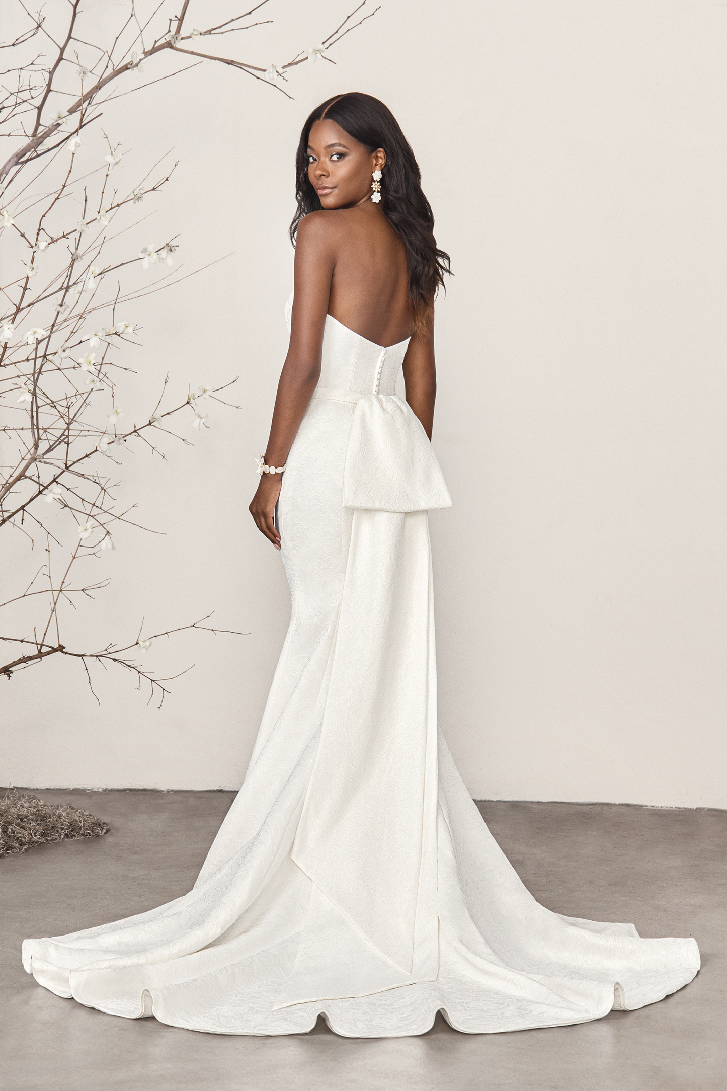 Jacquard Fit and Flare Bridal Gown Featuring Strapless Neckline #44384
