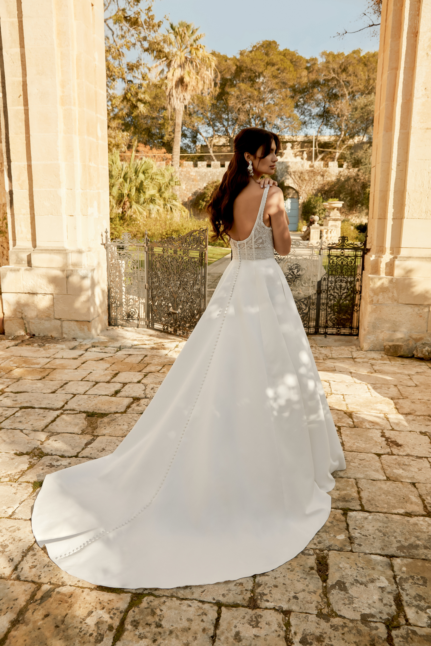 Lace and Satin A-Line with Square Neckline and Scoop Back#44493