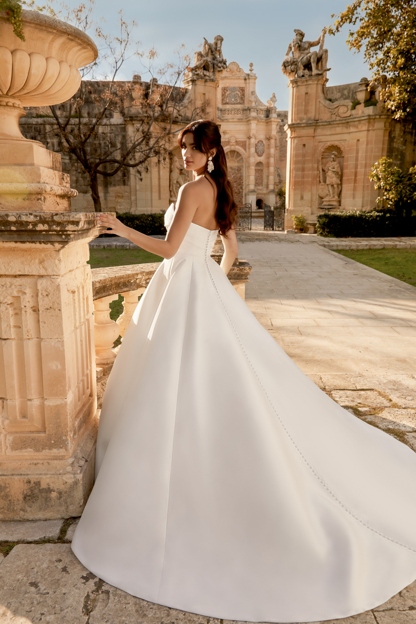 Plus Size Mikado A-Line Gown with Cowl Detail and Plunging Sweetheart Neckline#44495