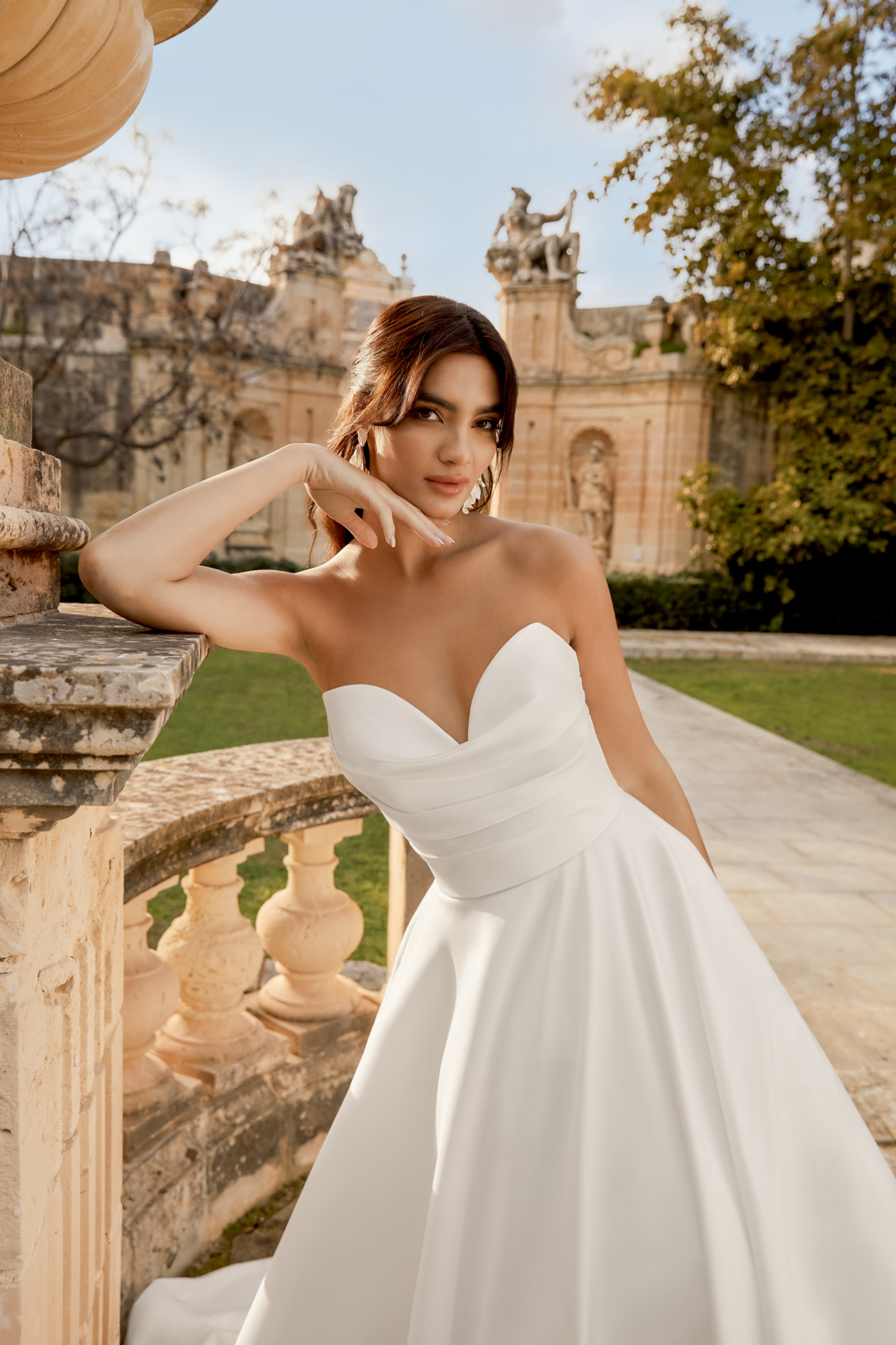Plus Size Mikado A-Line Gown with Cowl Detail and Plunging Sweetheart Neckline#44495
