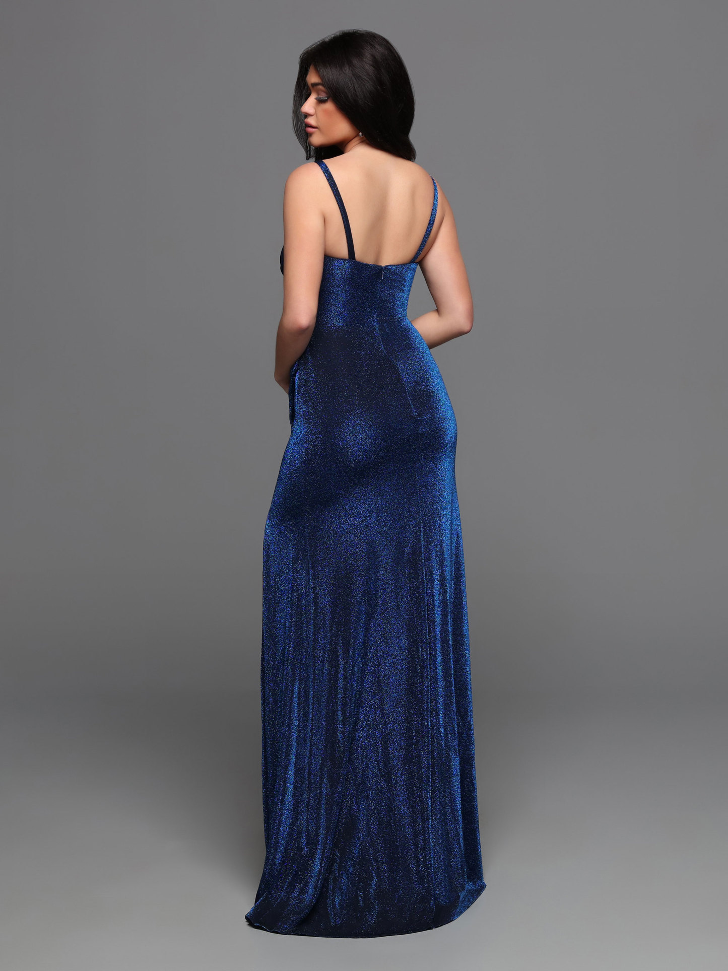 Gorgeous Fit & Flare V-Neck Shimmer Knit Bridesmaid Dress #60525