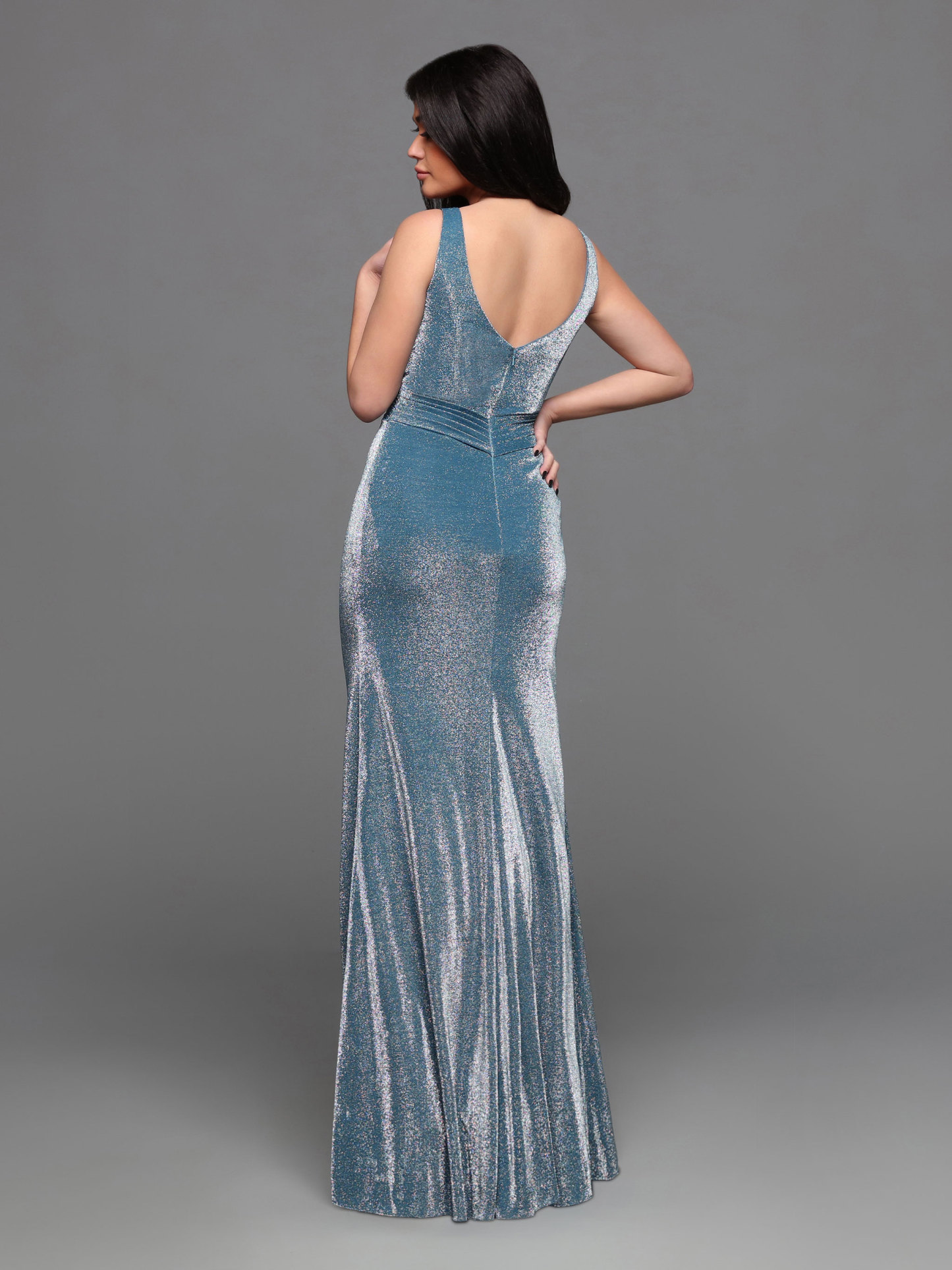 Fit & Flare V-Neck Ruching Straps Bridesmaid Dress #60531
