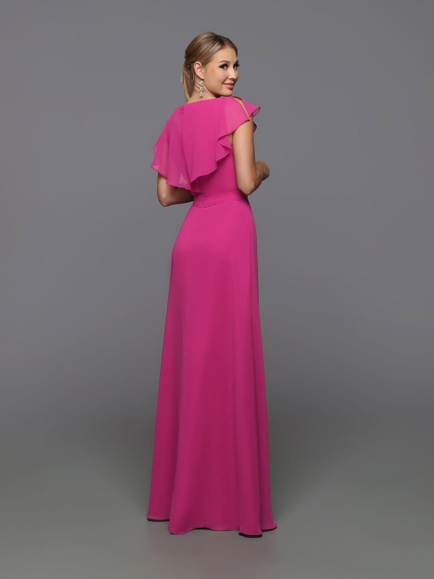 A-Line V-Neck Ruffles Chiffon Bridesmaid Dress #60570