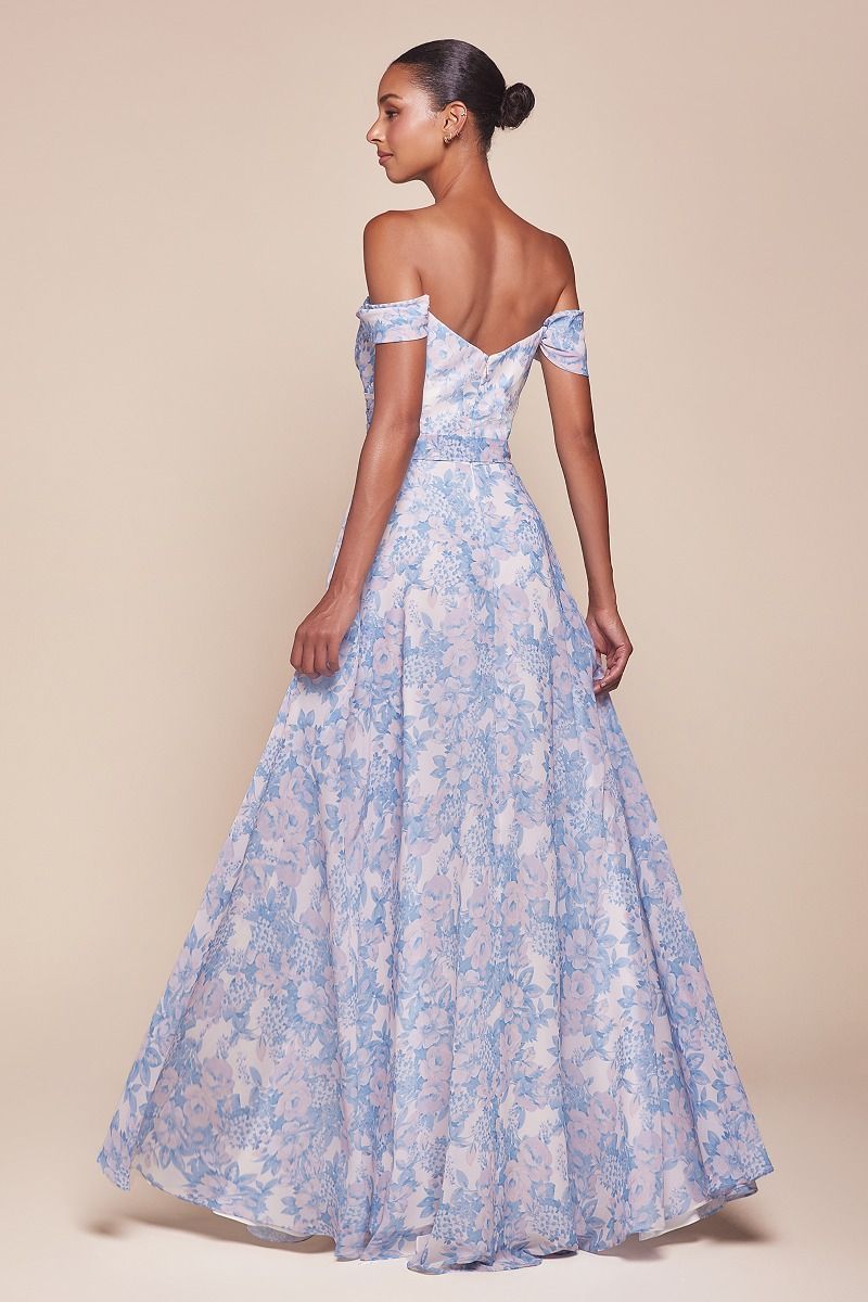 A-Line Off The Shoulder Floral Printed Dress 7441