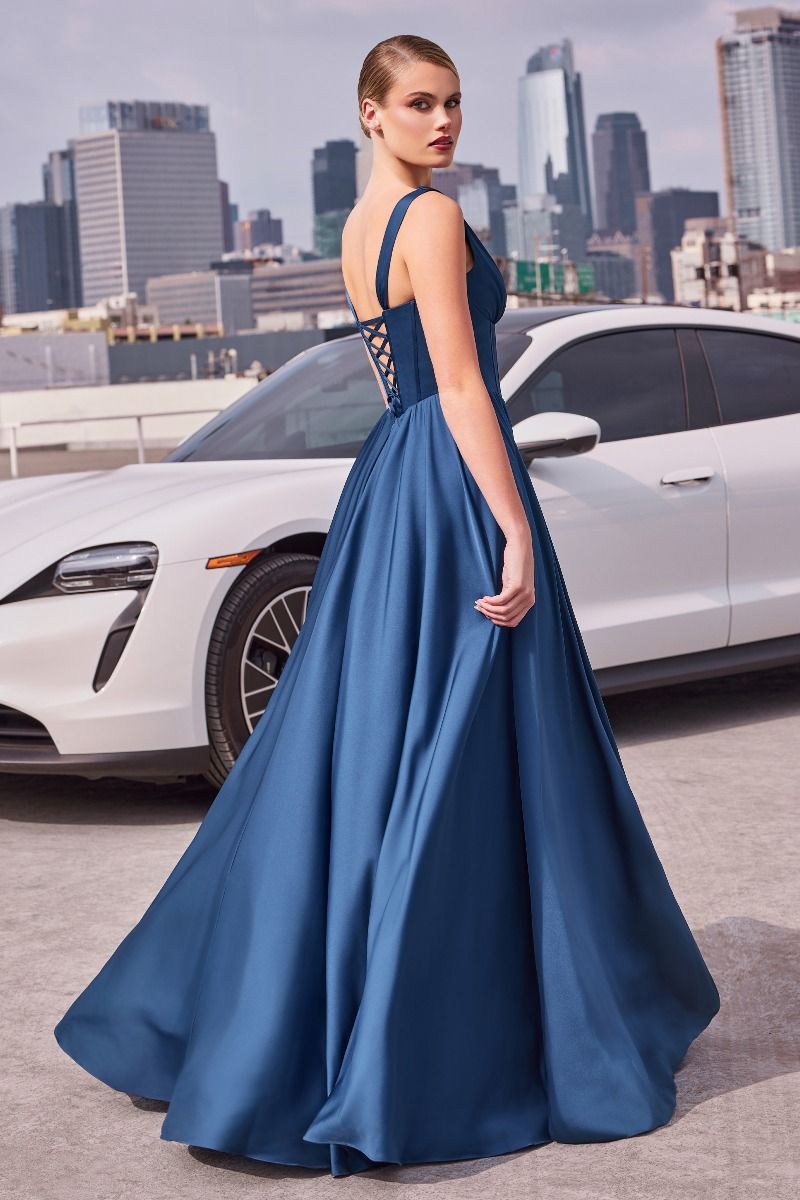 A-Line V-Neck Soft Satin Pleated Bridesmaid Dress 7447