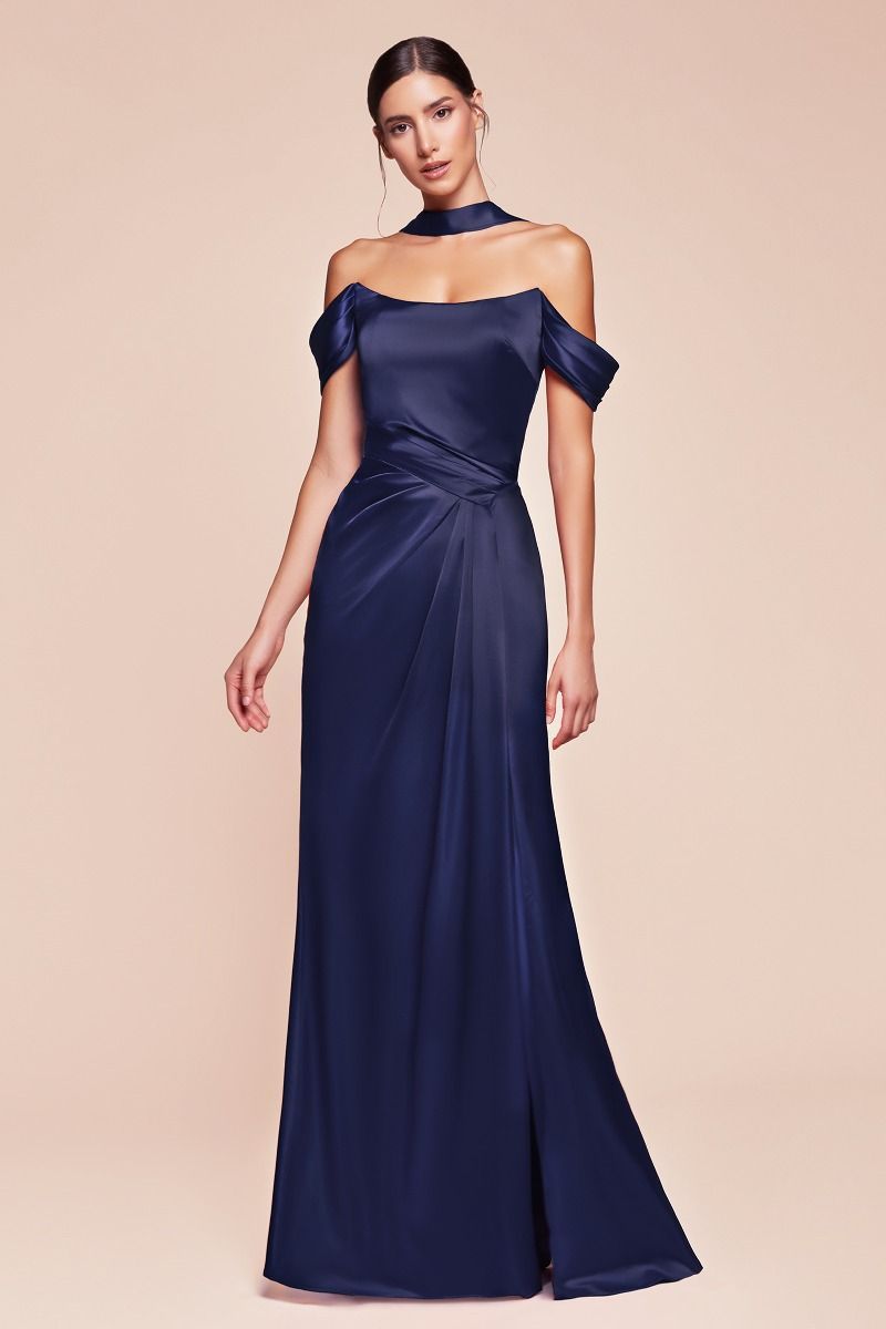 Off The Shoulder Lace Up Corset Satin Gown 7452