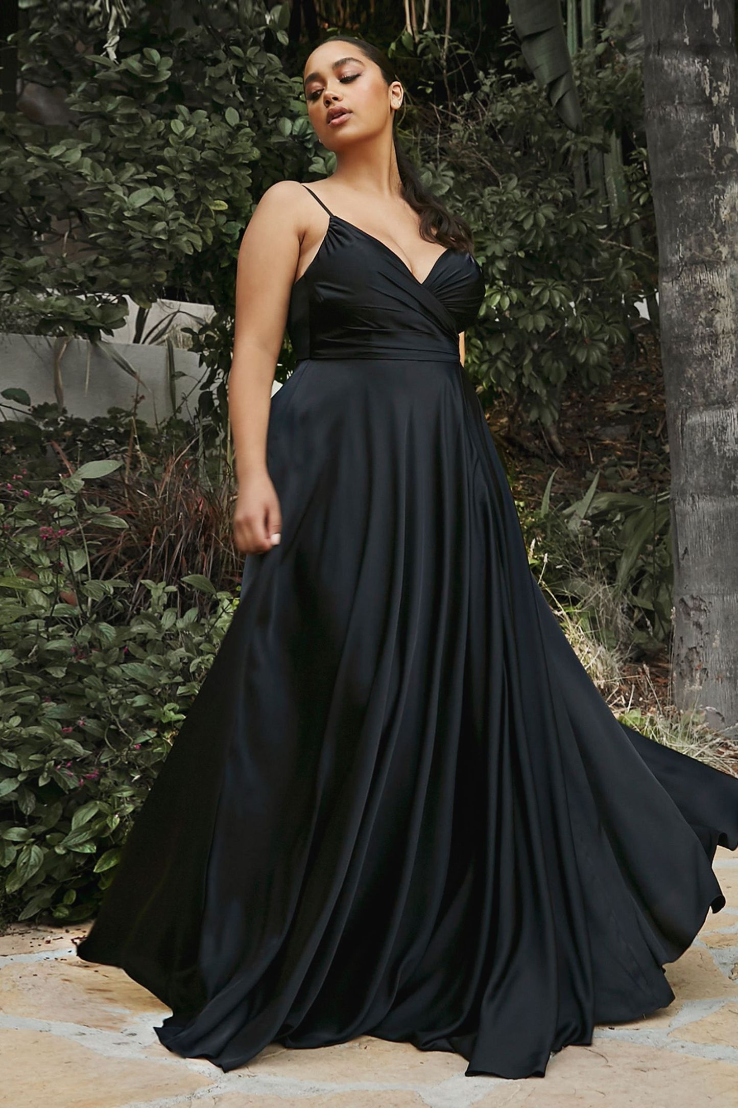 A-Line Sweatheart Neck Soft Satin Dress With Slit 7485