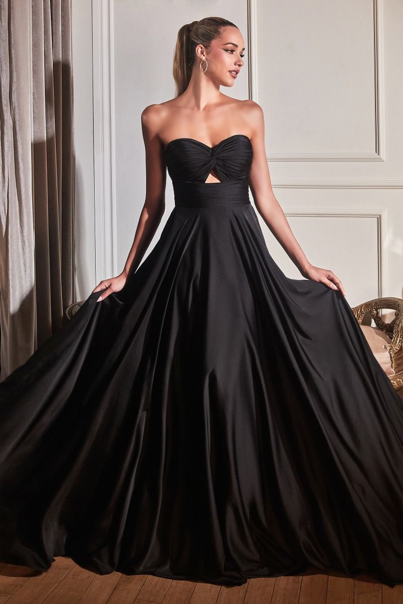 A-Line sweetheart Satin Strapless Keyhole Dress 7496