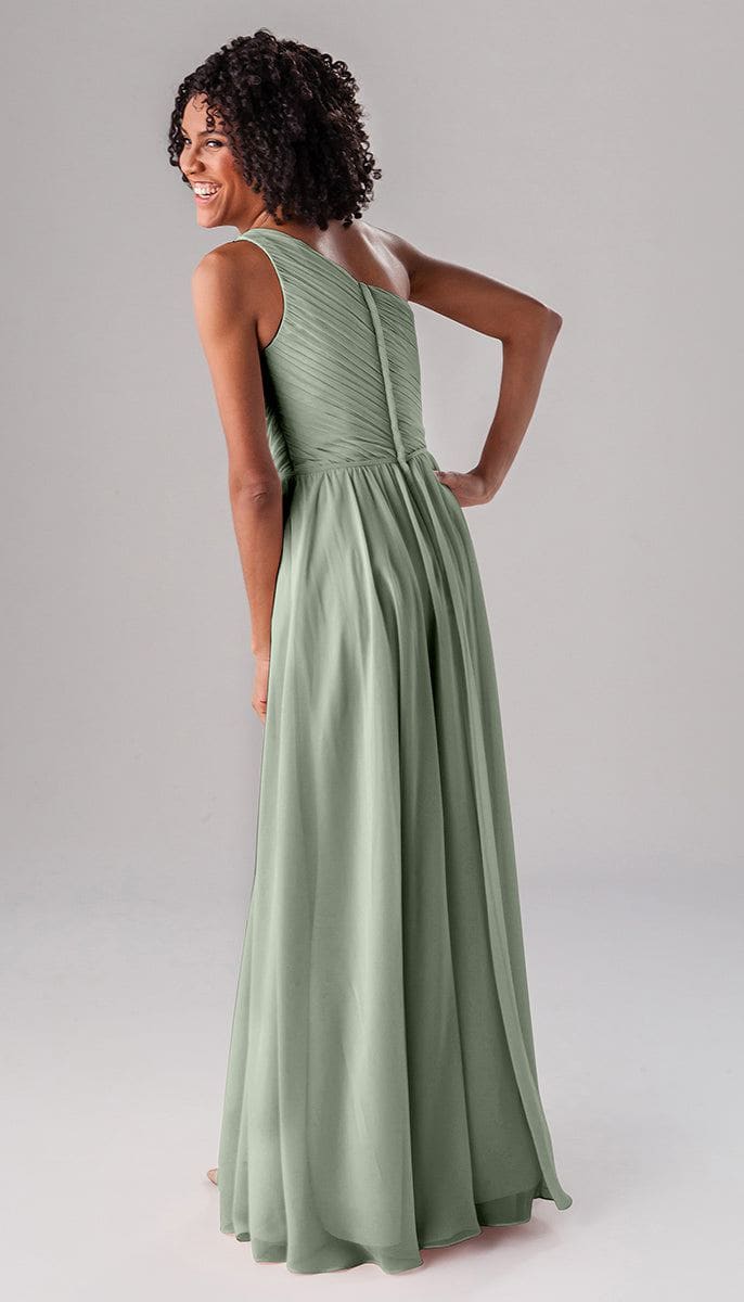 Modern A-Line One Shoulder Ruched Strap Bridesmaid Dress With Pockets