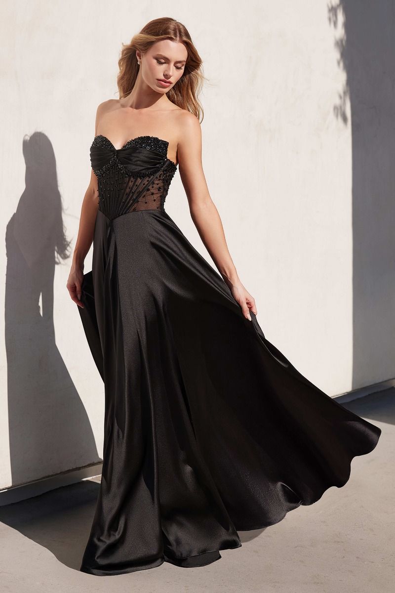 A-Line Strapless Sweetheart Beaded Satin Mini Floral Embellishment Pro