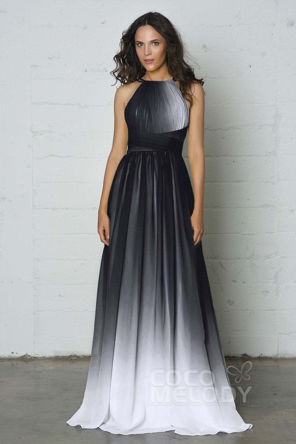 Sheath-Column Floor Length Chiffon Ombre Dress COZF17008