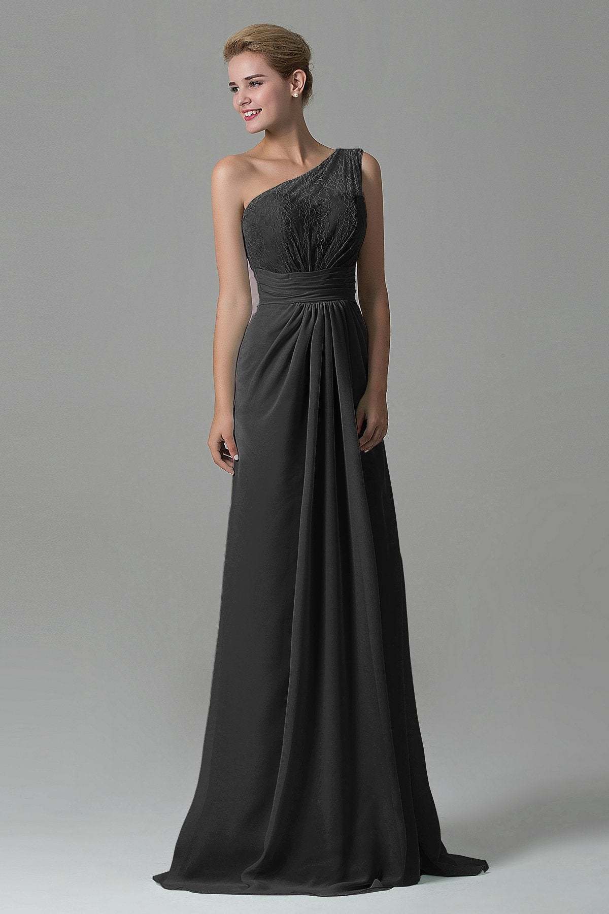 Sheath Sweep Train Lace/Chiffon Bridesmaid Dress COZK16004