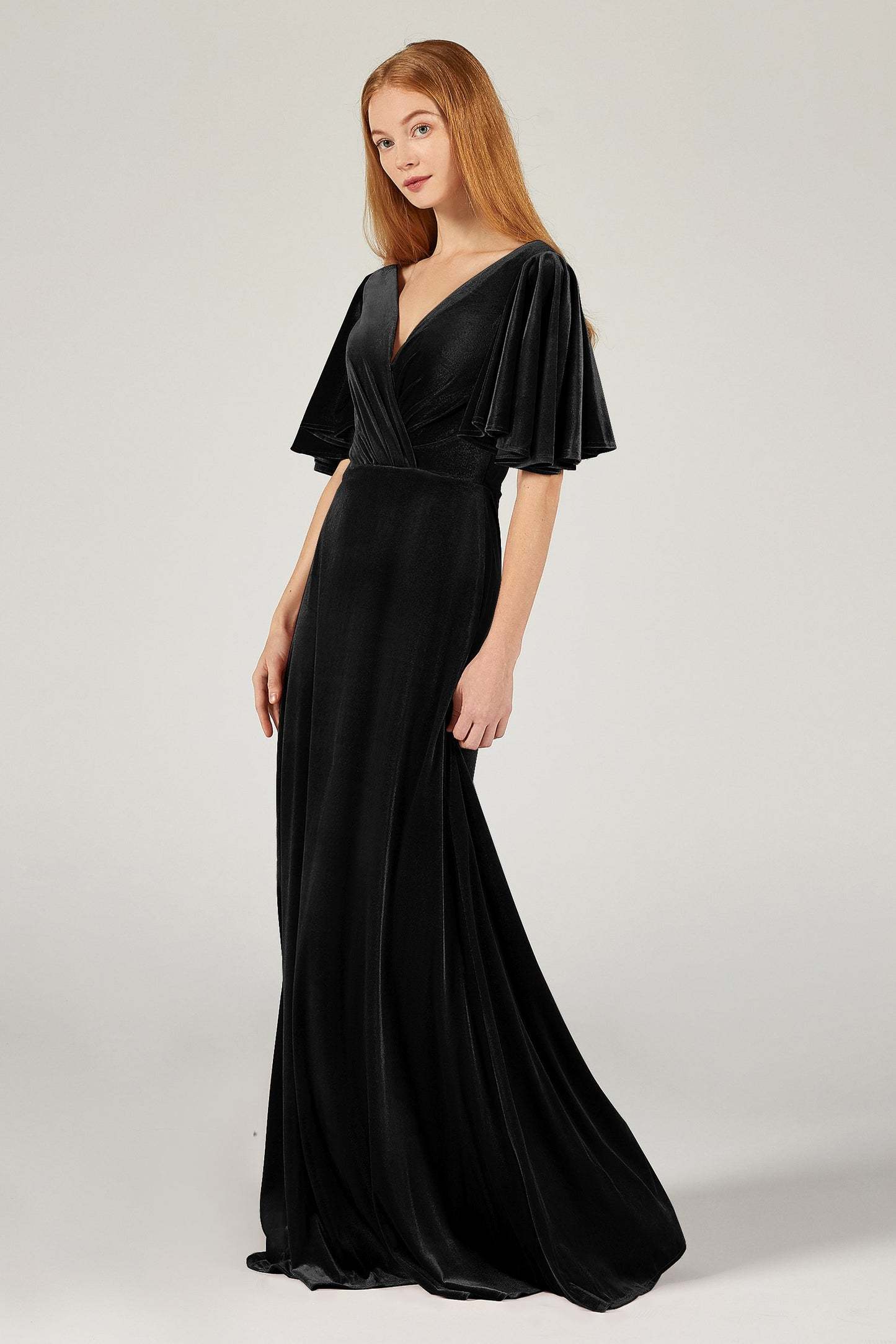 A-Line Floor Length Velvet Bridesmaid Dress Formal Dresses CB0367
