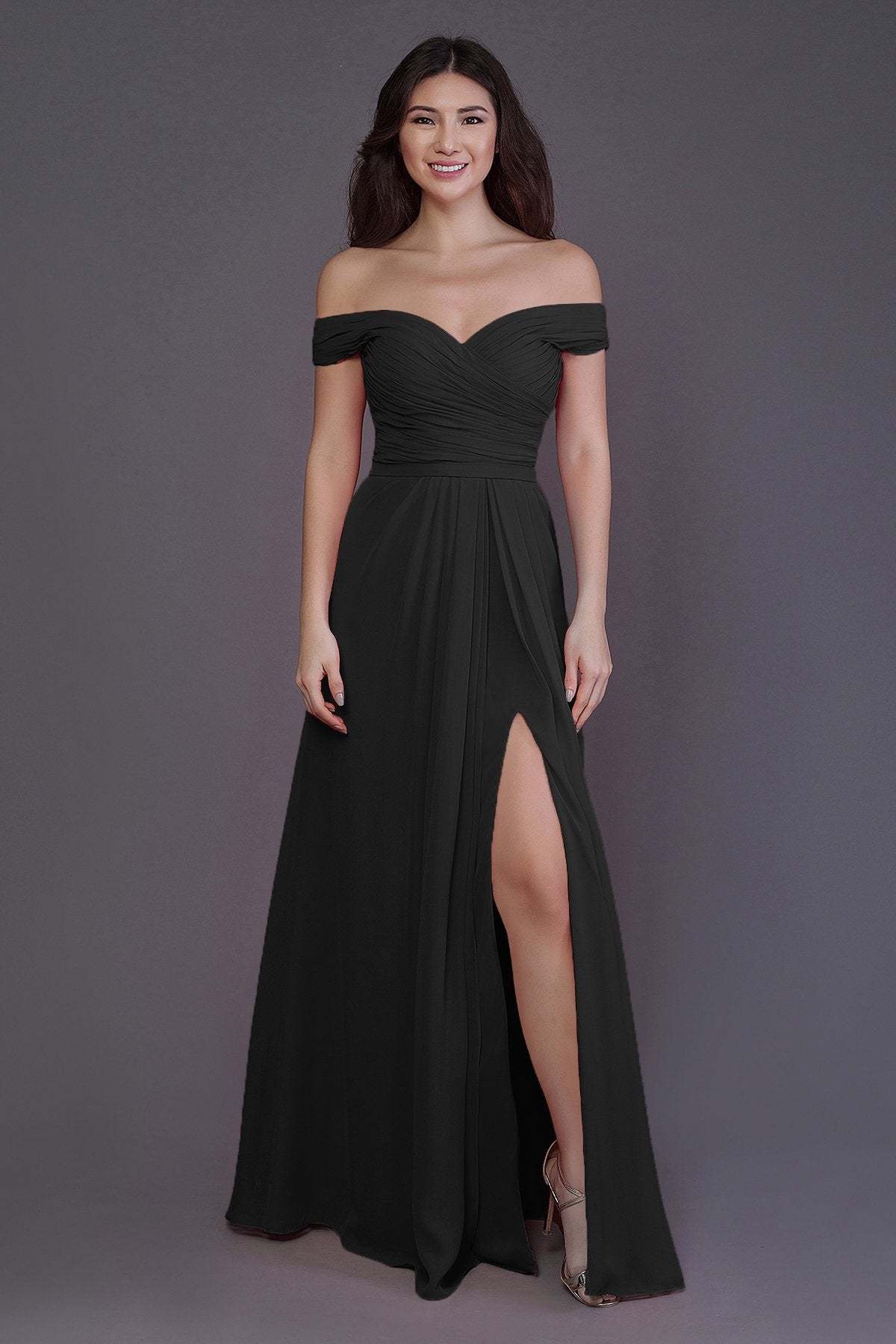 Sheath-Column Floor Length Chiffon Bridesmaid Dress PR3536