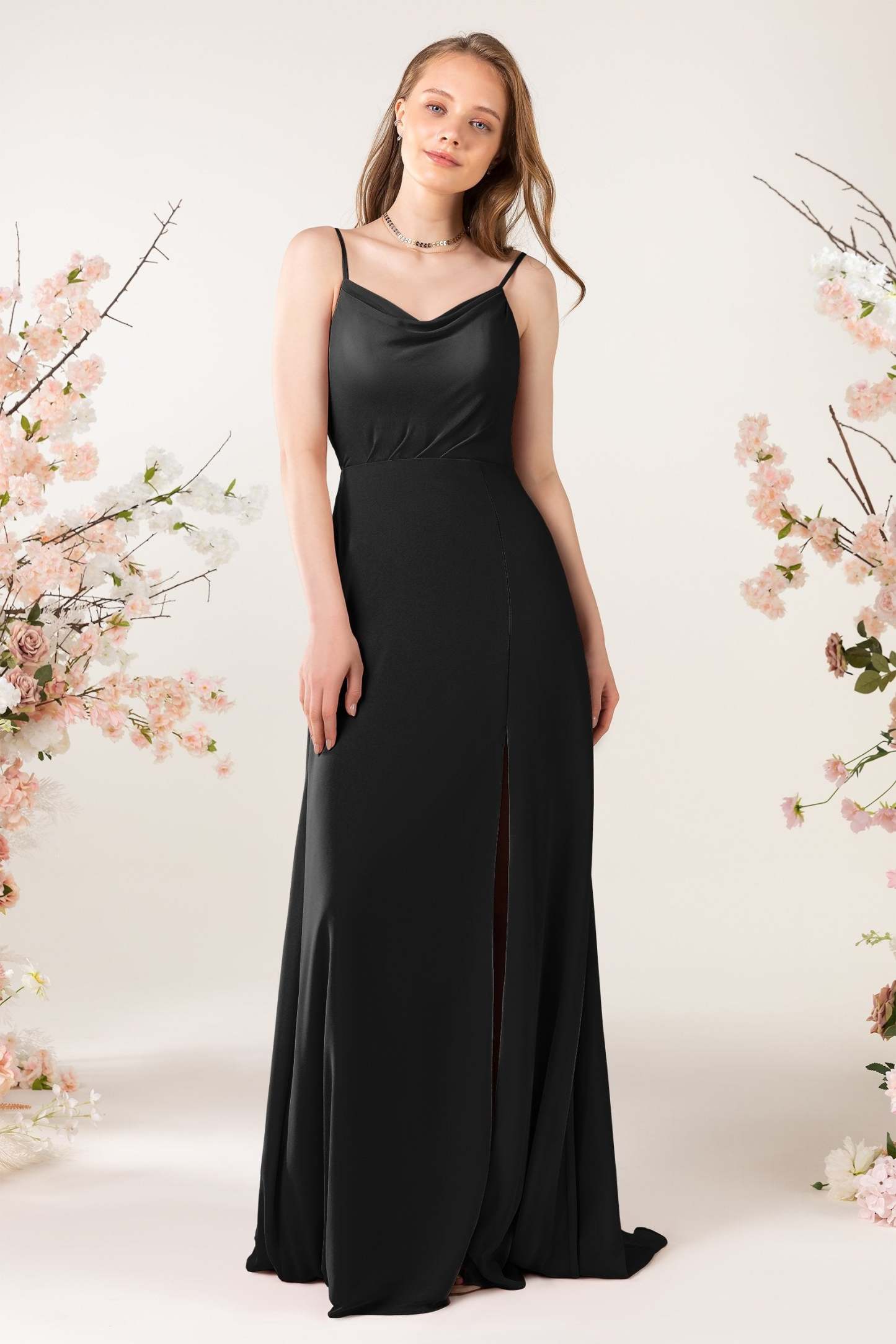 Sheath Sweep-Brush Train Chiffon Bridesmaid Dress CB0457