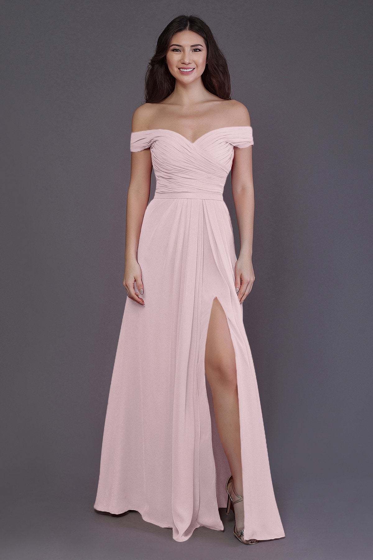 Sheath-Column Floor Length Chiffon Bridesmaid Dress PR3536