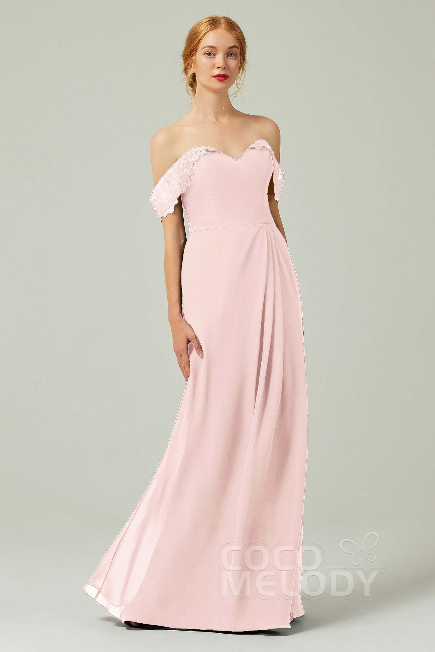 Sheath-Column Floor Length Chiffon Bridesmaid Dress Formal Dresses CB0338