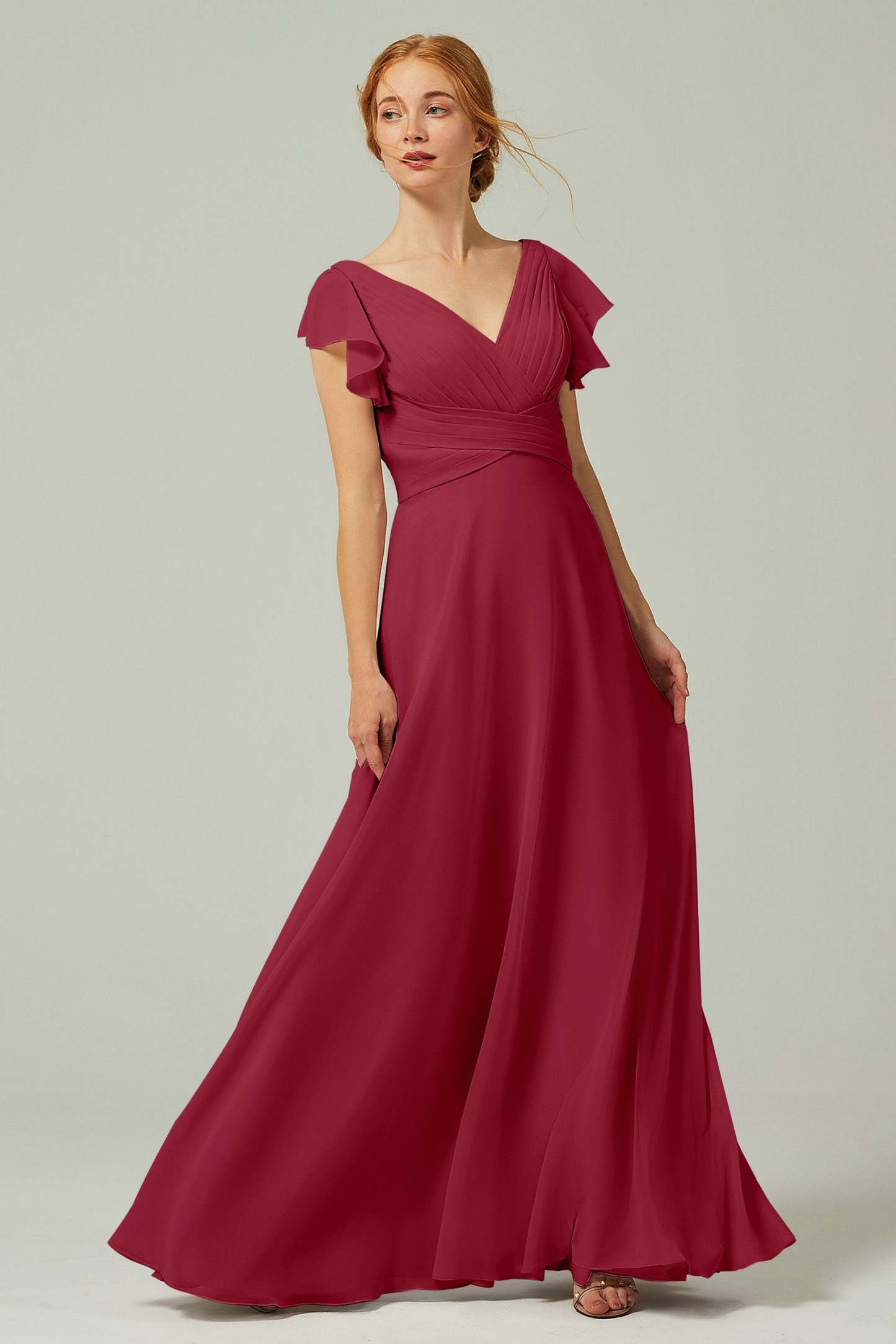 A-Line Floor Length Chiffon Bridesmaid Dress CB0302