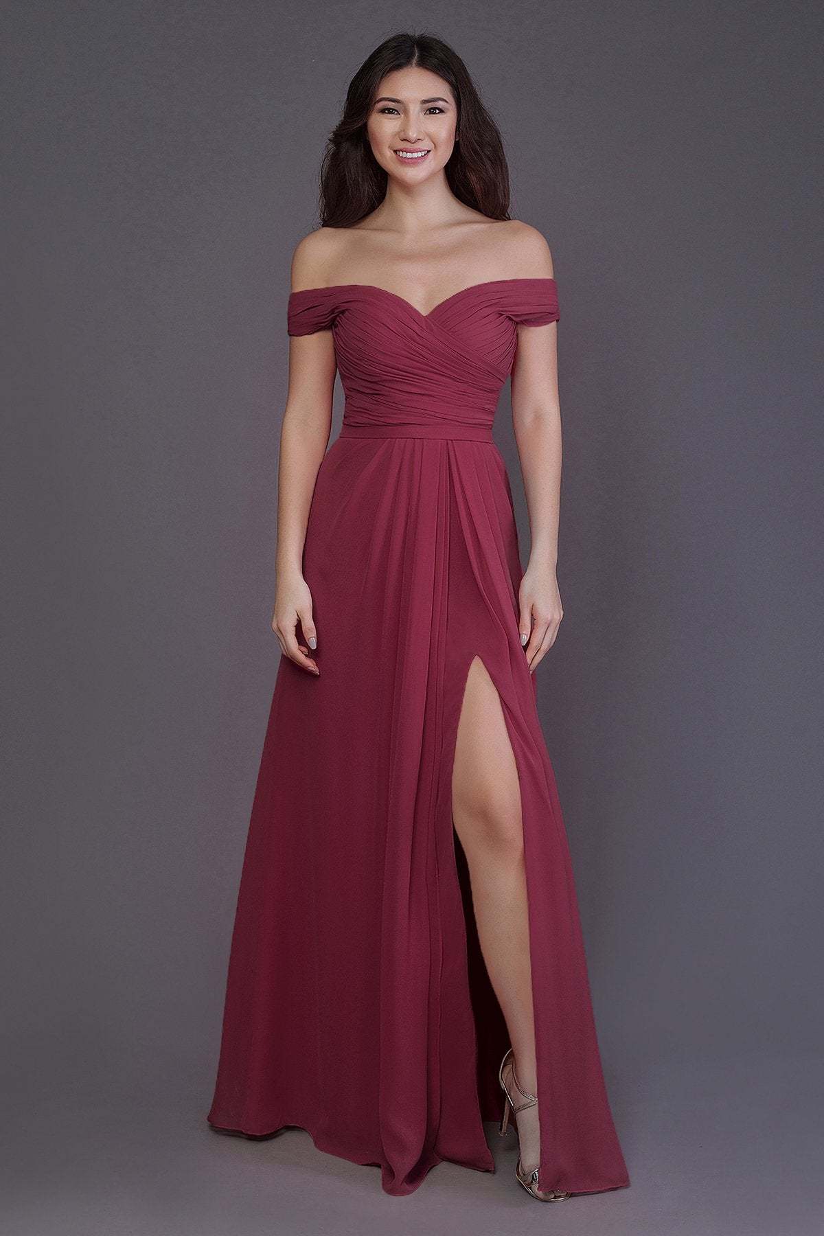 Sheath-Column Floor Length Chiffon Bridesmaid Dress PR3536
