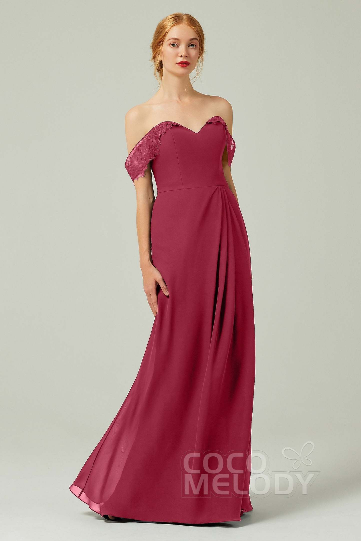 Sheath-Column Floor Length Chiffon Bridesmaid Dress Formal Dresses CB0338