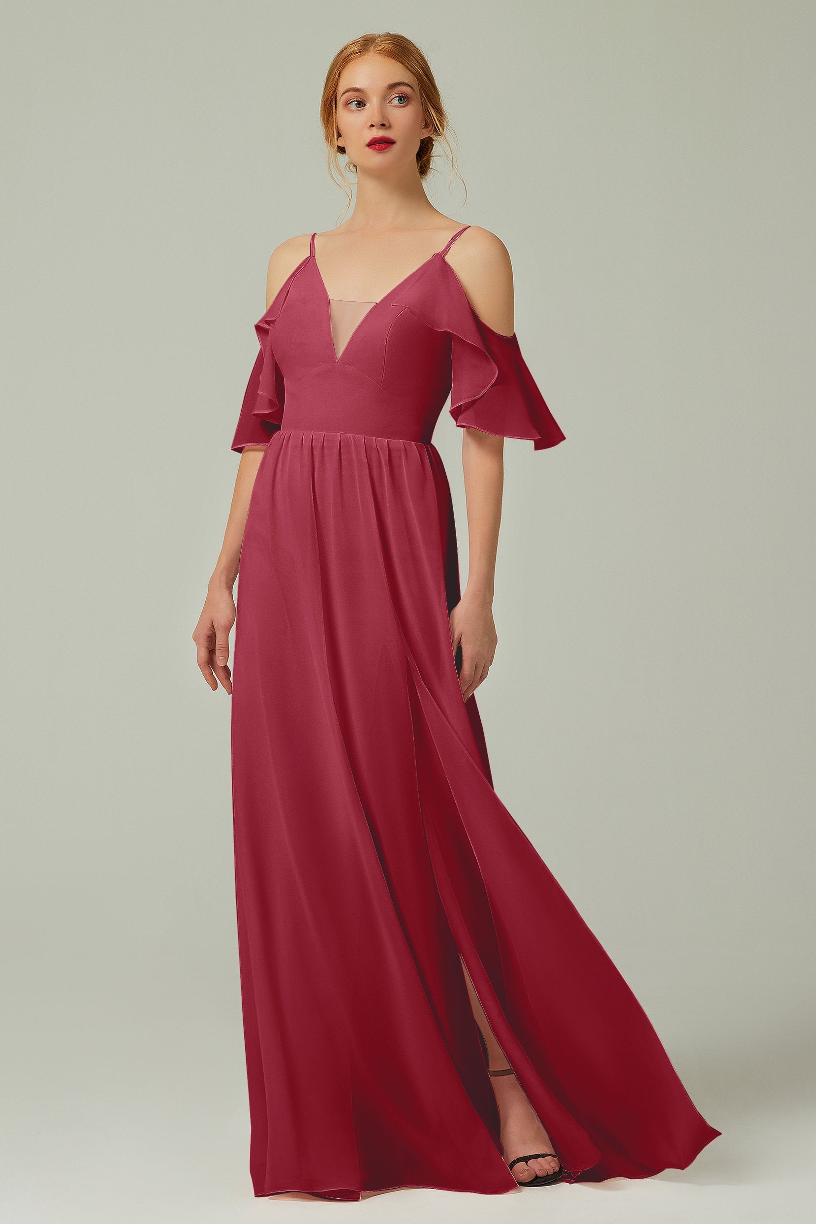 A-Line Floor Length Chiffon Bridesmaid Dress CB0236