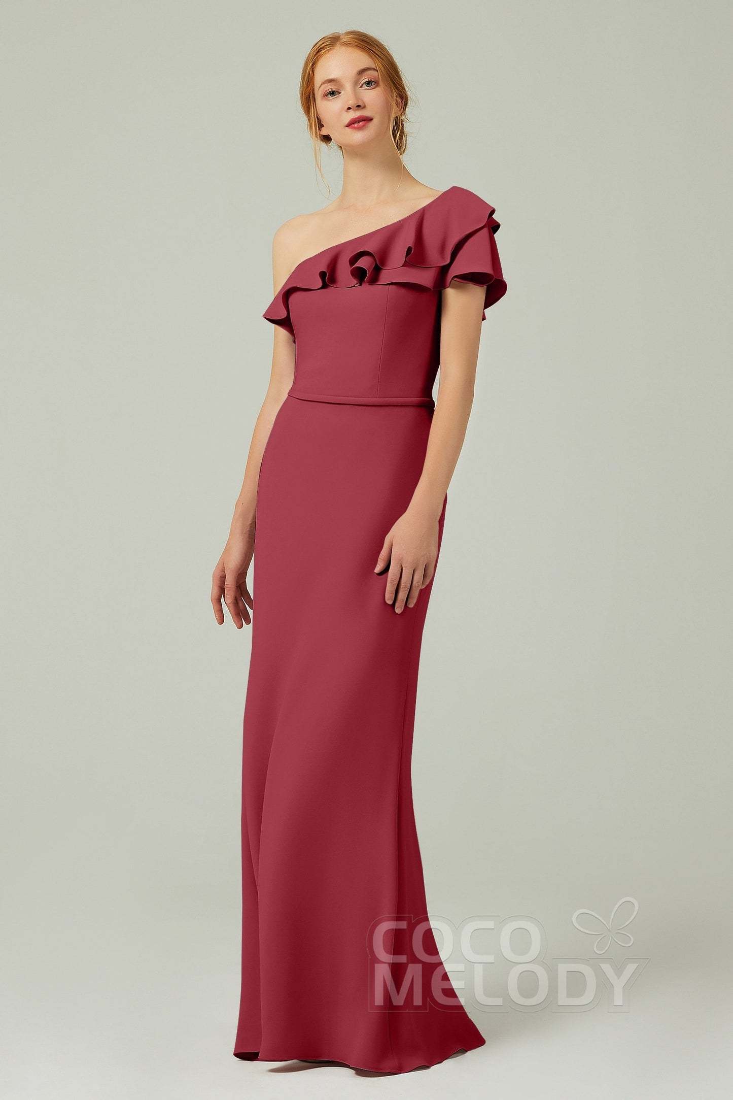 Sheath-Column Floor Length Chiffon Bridesmaid Dress CB0349