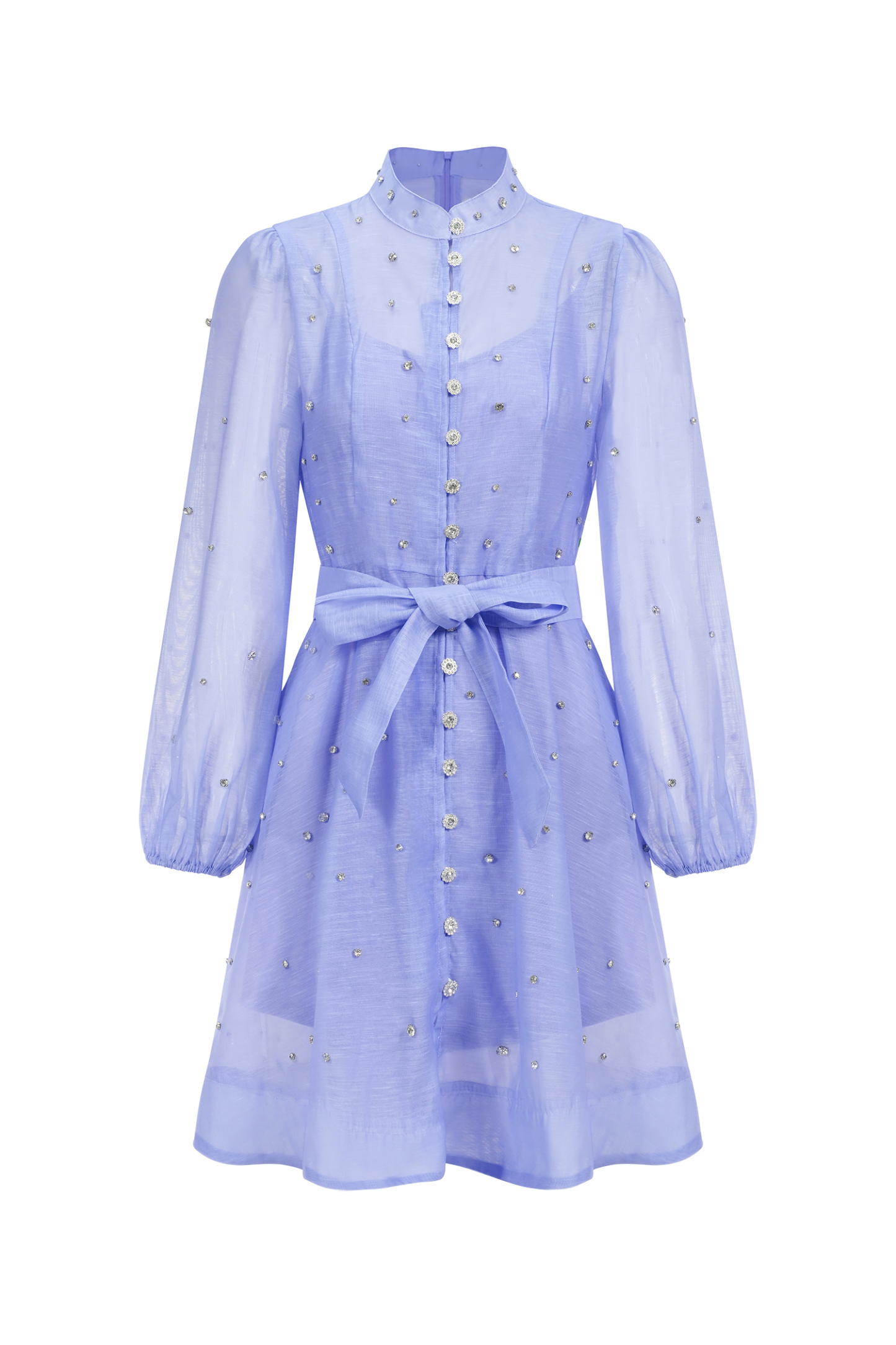 Farrah Long Sleeves Diamond Button Shirt Mini Dress