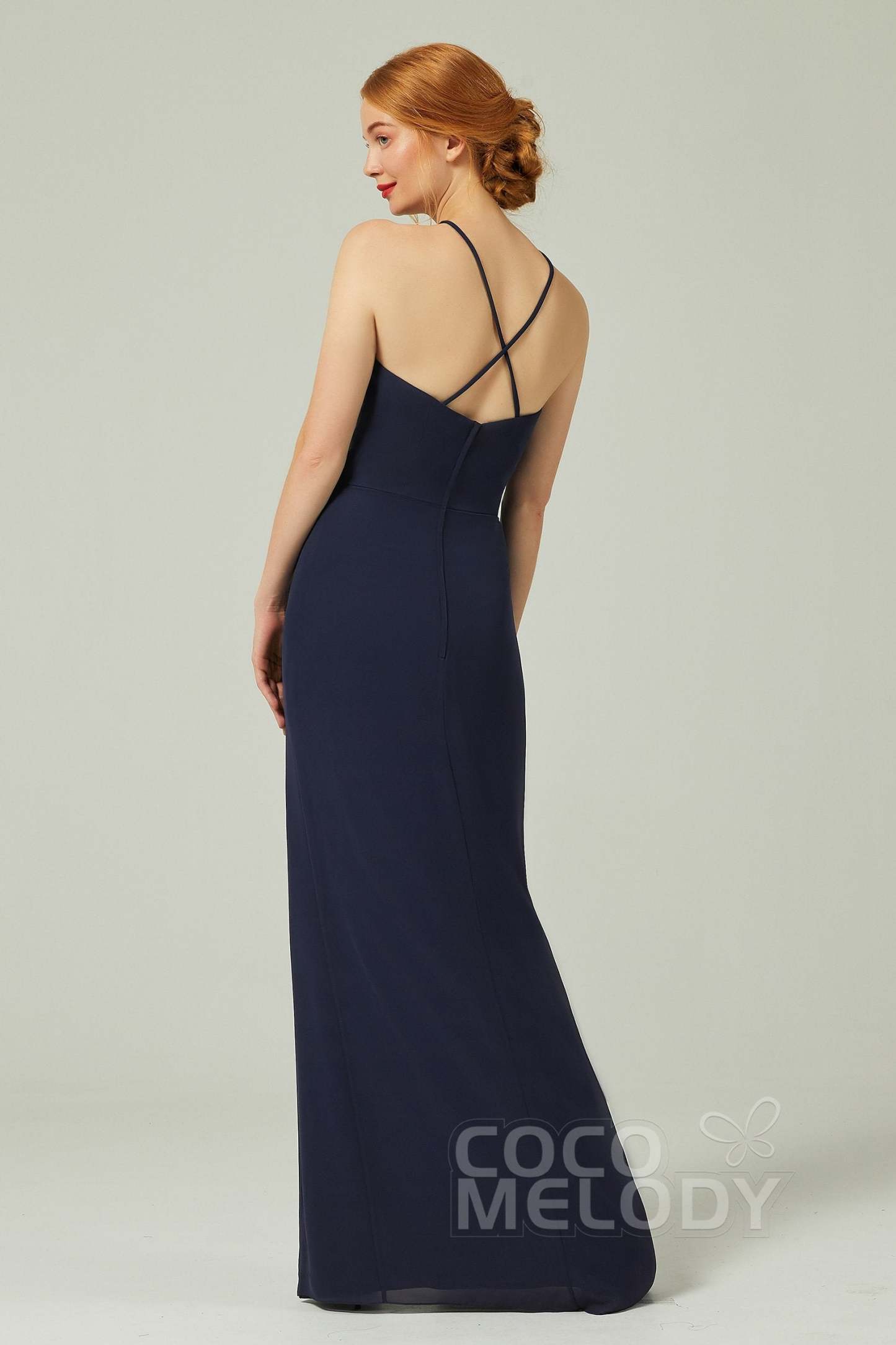 Sheath-Column Floor Length Chiffon Bridesmaid Dress Formal Dresses CB0337