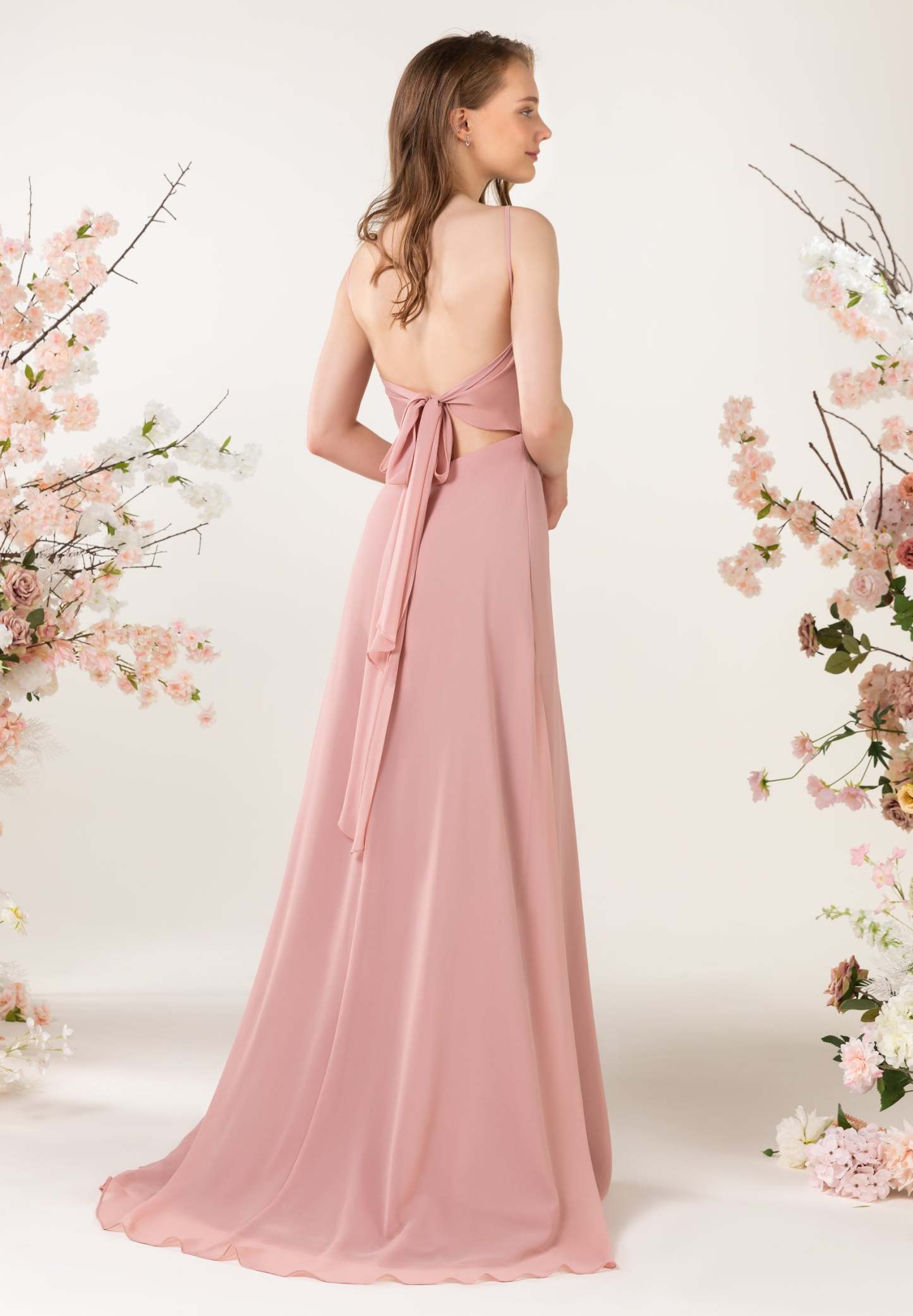 Sheath Sweep-Brush Train Chiffon Bridesmaid Dress CB0457