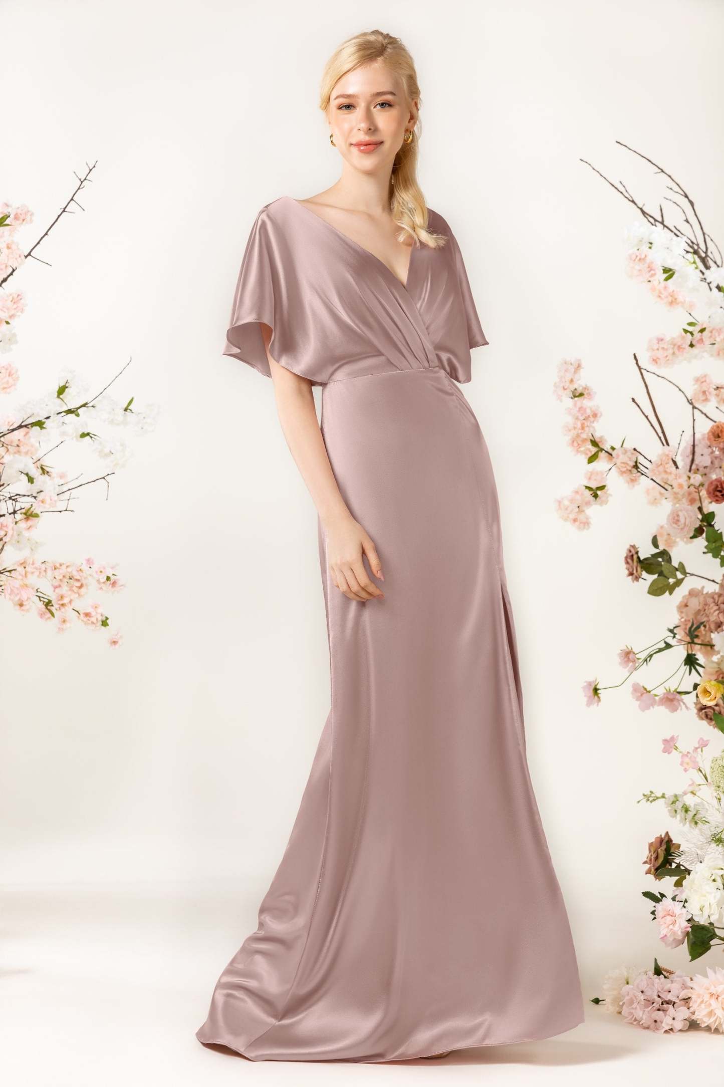Sheath Sweep Acetate Satin Bridesmaid Dress Formal Dresses CB0505