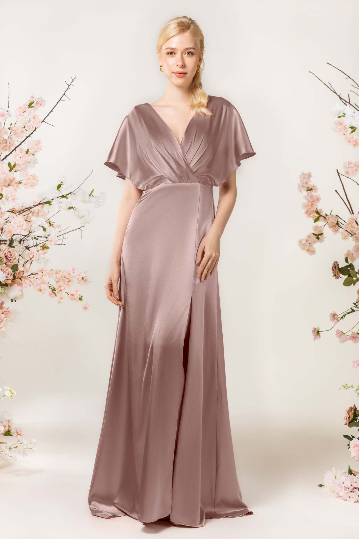 Sheath Sweep Acetate Satin Bridesmaid Dress Formal Dresses CB0505