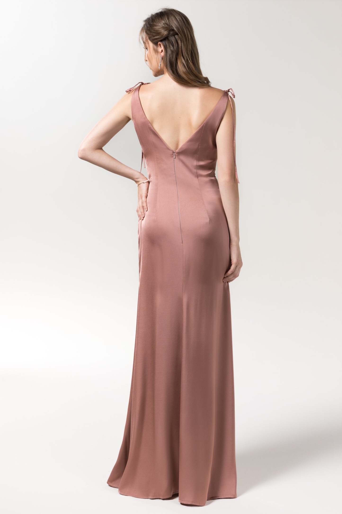 Sheath Floor Length Luxe Satin Bridesmaid Dress Formal Dresses CB0585